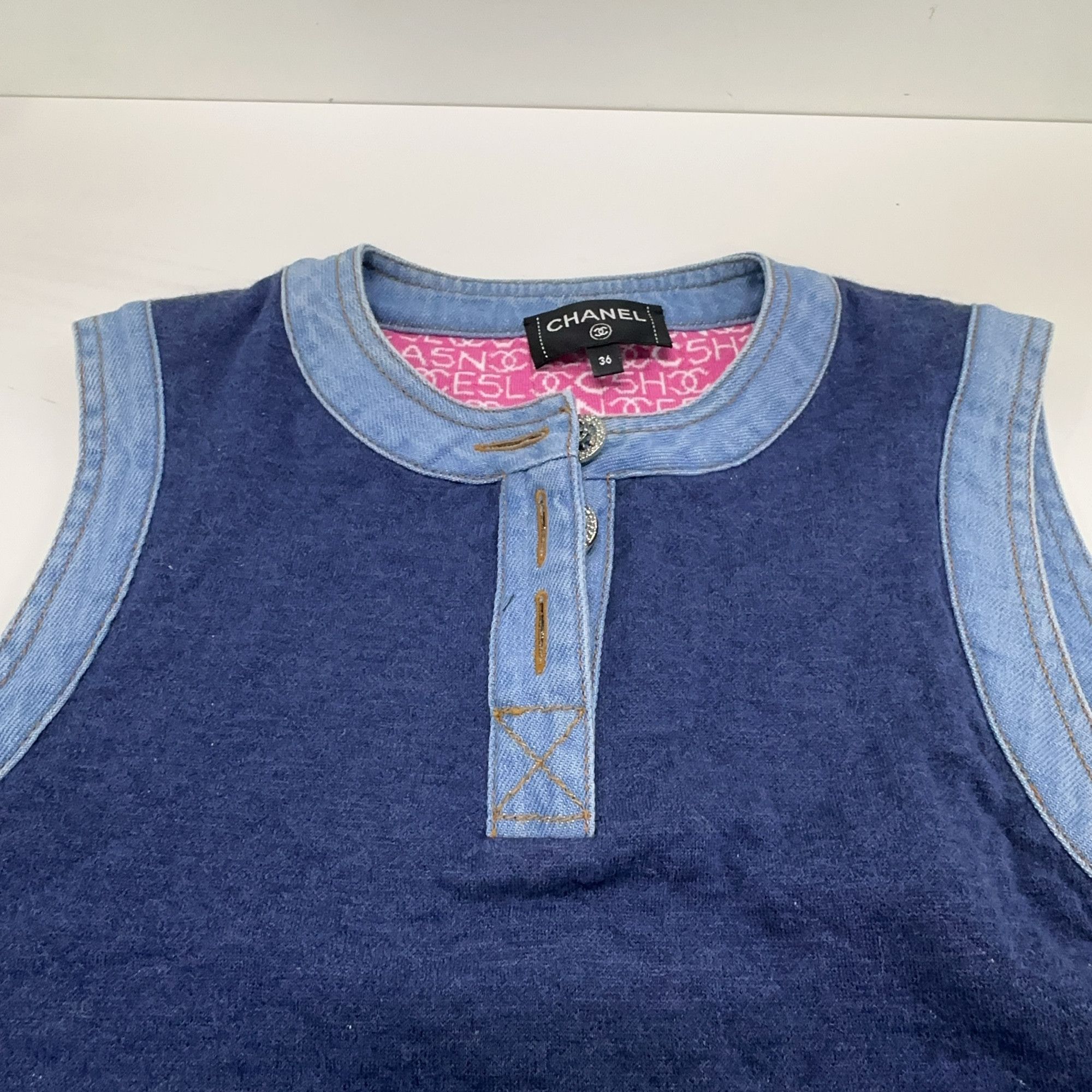 Chanel Chanel Blue Sleeveless Mini Dress Size 36 Size XS / US 0-2 / IT 36-38 - 6 Thumbnail