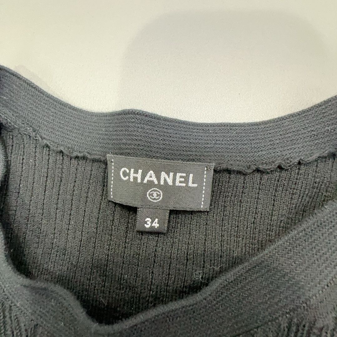 Chanel Chanel Black Knit Short Sleeve T-Shirt Size 34 Size XS / US 0-2 / IT 36-38 - 3 Thumbnail