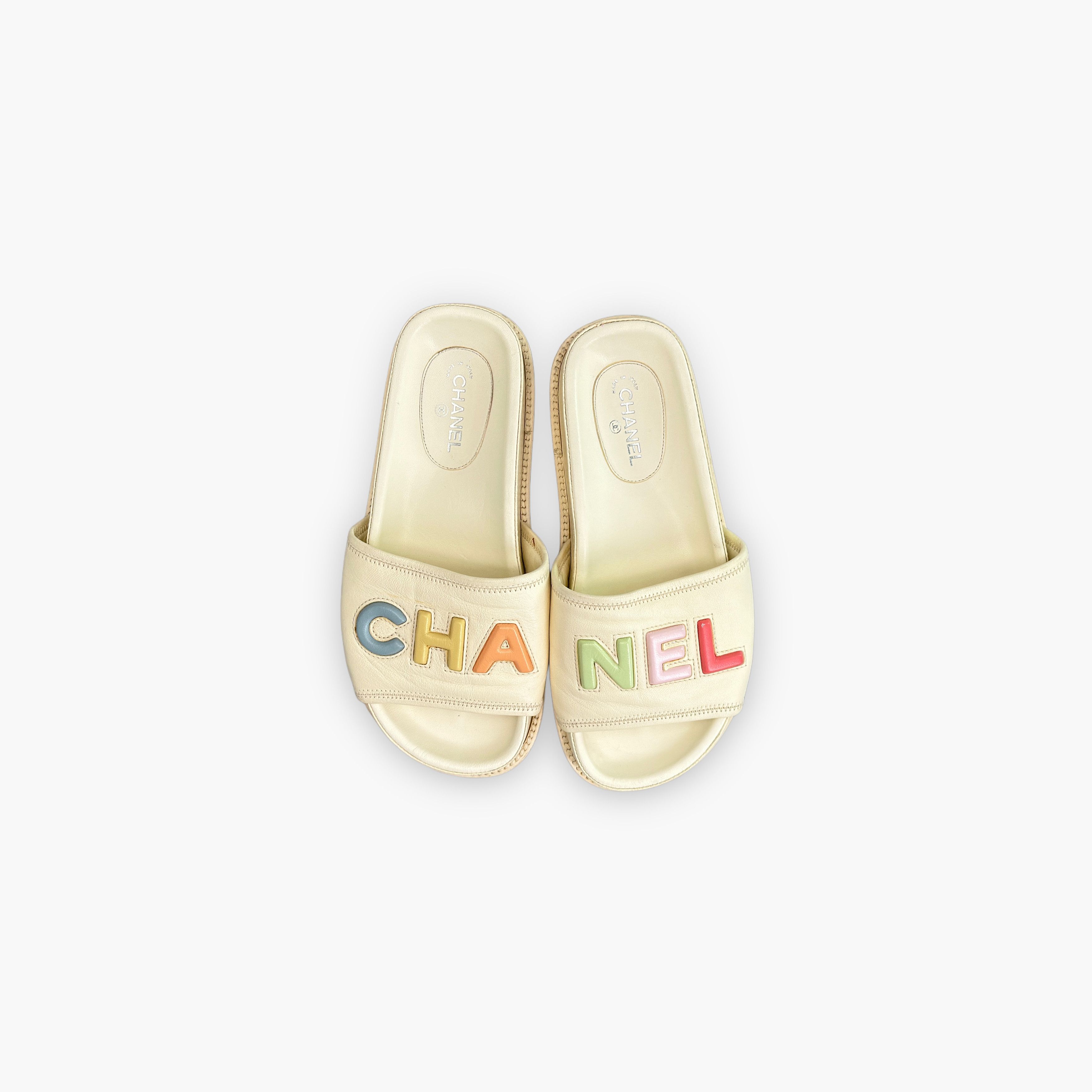 Chanel Chanel Multicolor Logo Leather Sandals Size 35.5 Size US 5.5 / IT 35.5 - 9 Thumbnail