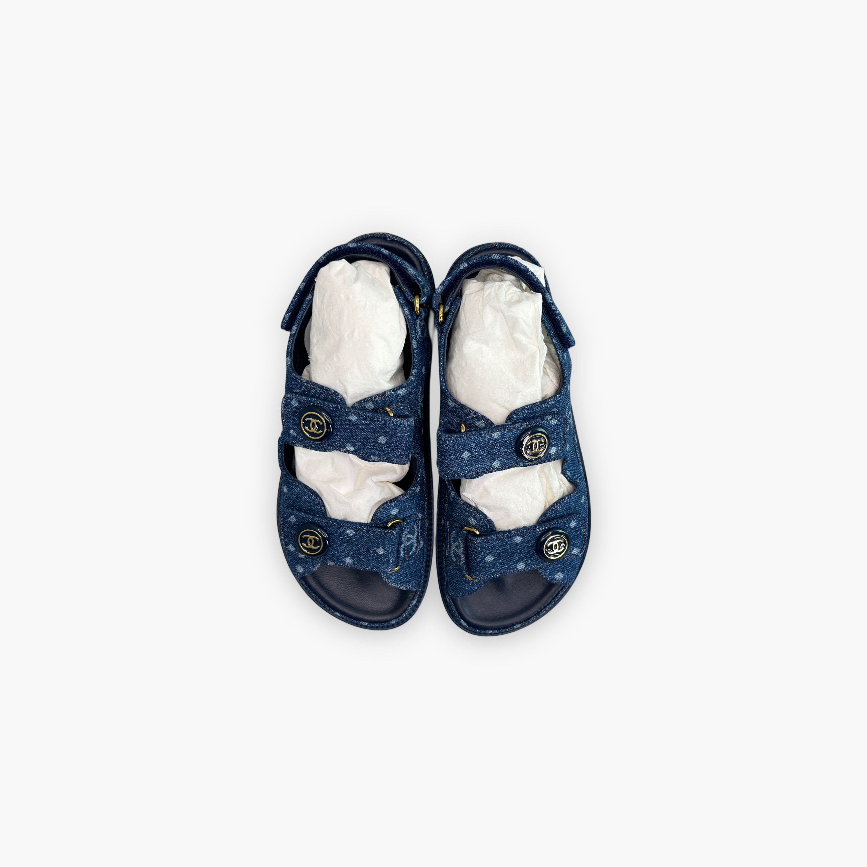 Chanel Chanel Denim Logo Sandals Size 37 Size US 7 / IT 37 - 9 Thumbnail