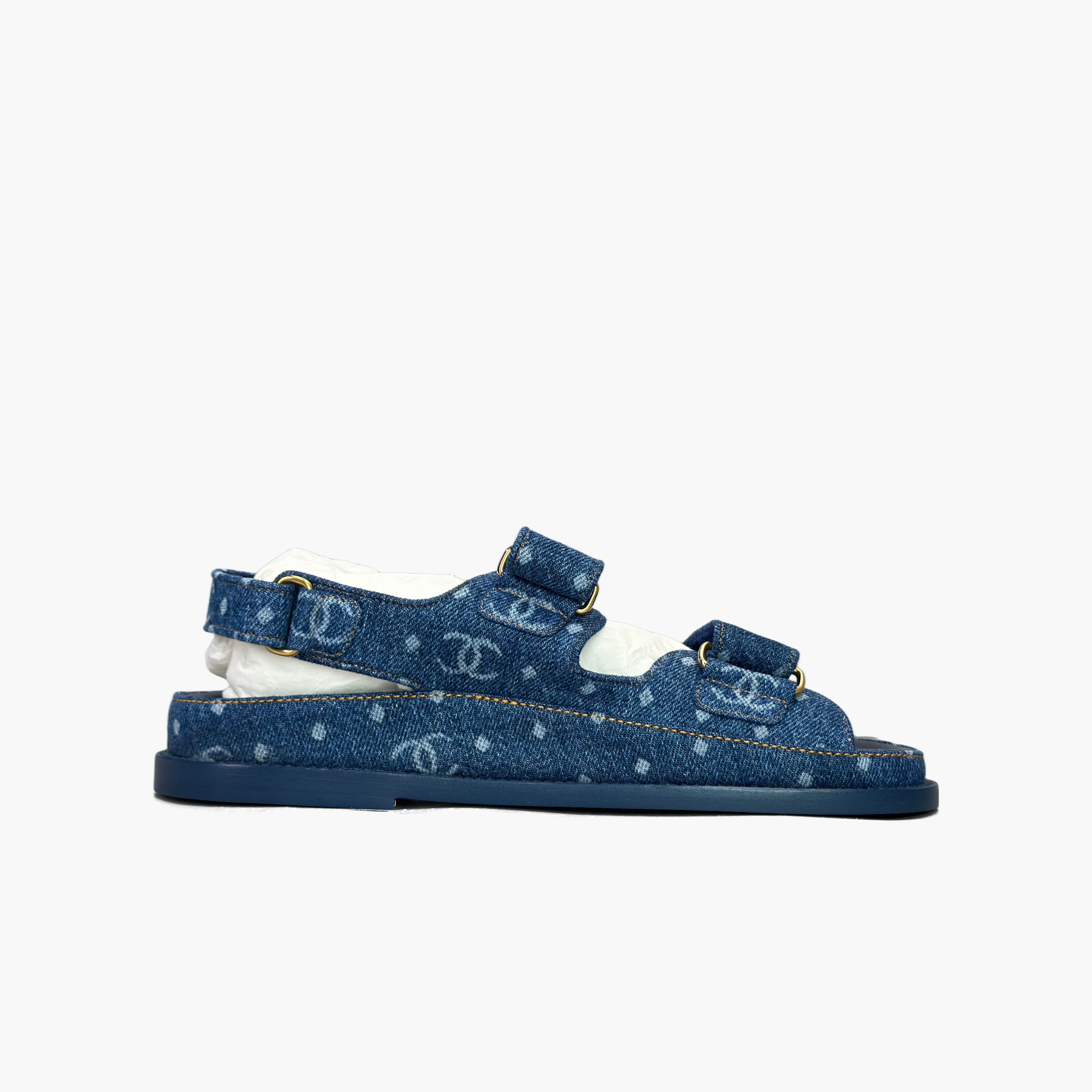 Chanel Chanel Denim Logo Sandals Size 37 Size US 7 / IT 37 - 2 Thumbnail