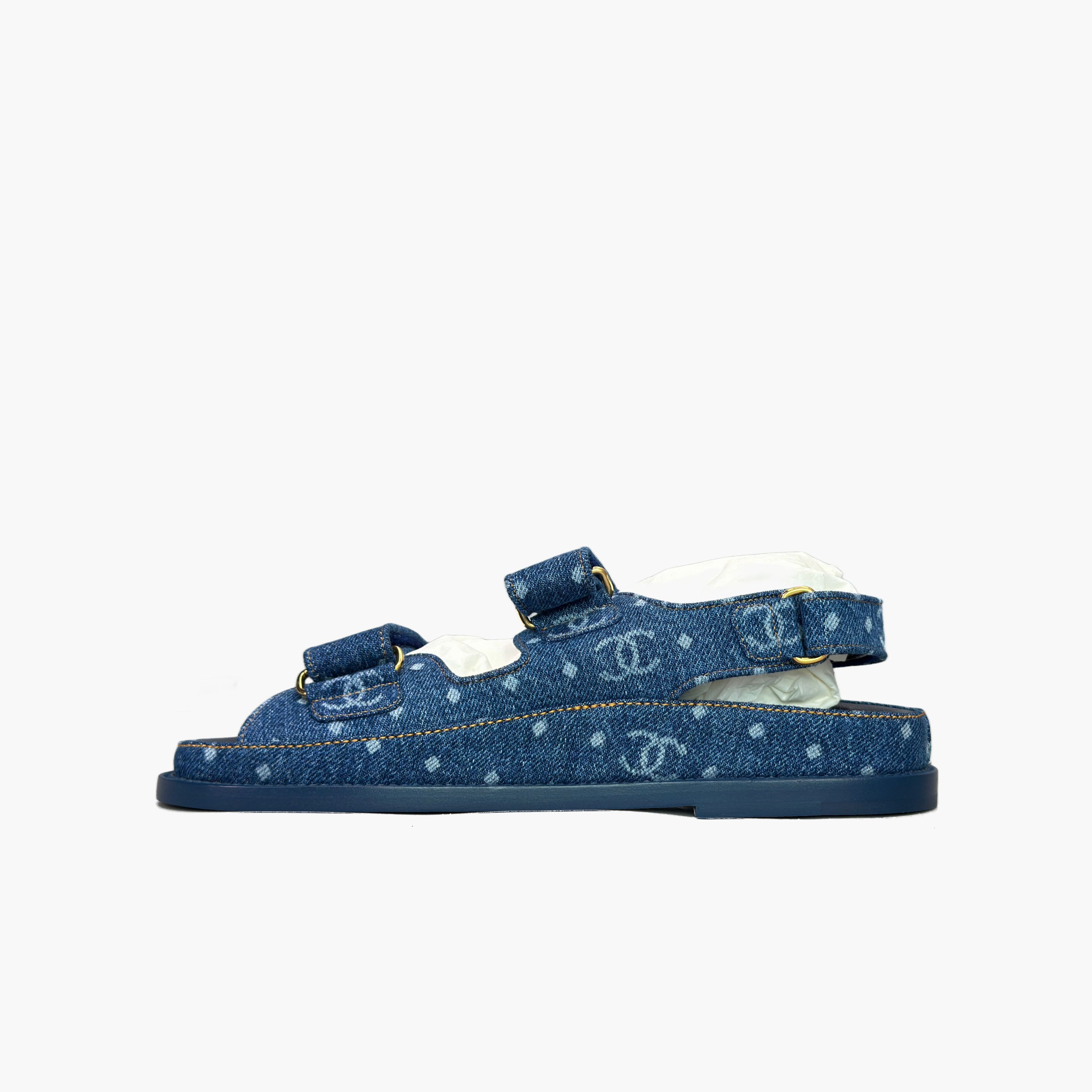 Chanel Chanel Denim Logo Sandals Size 37 Size US 7 / IT 37 - 3 Thumbnail