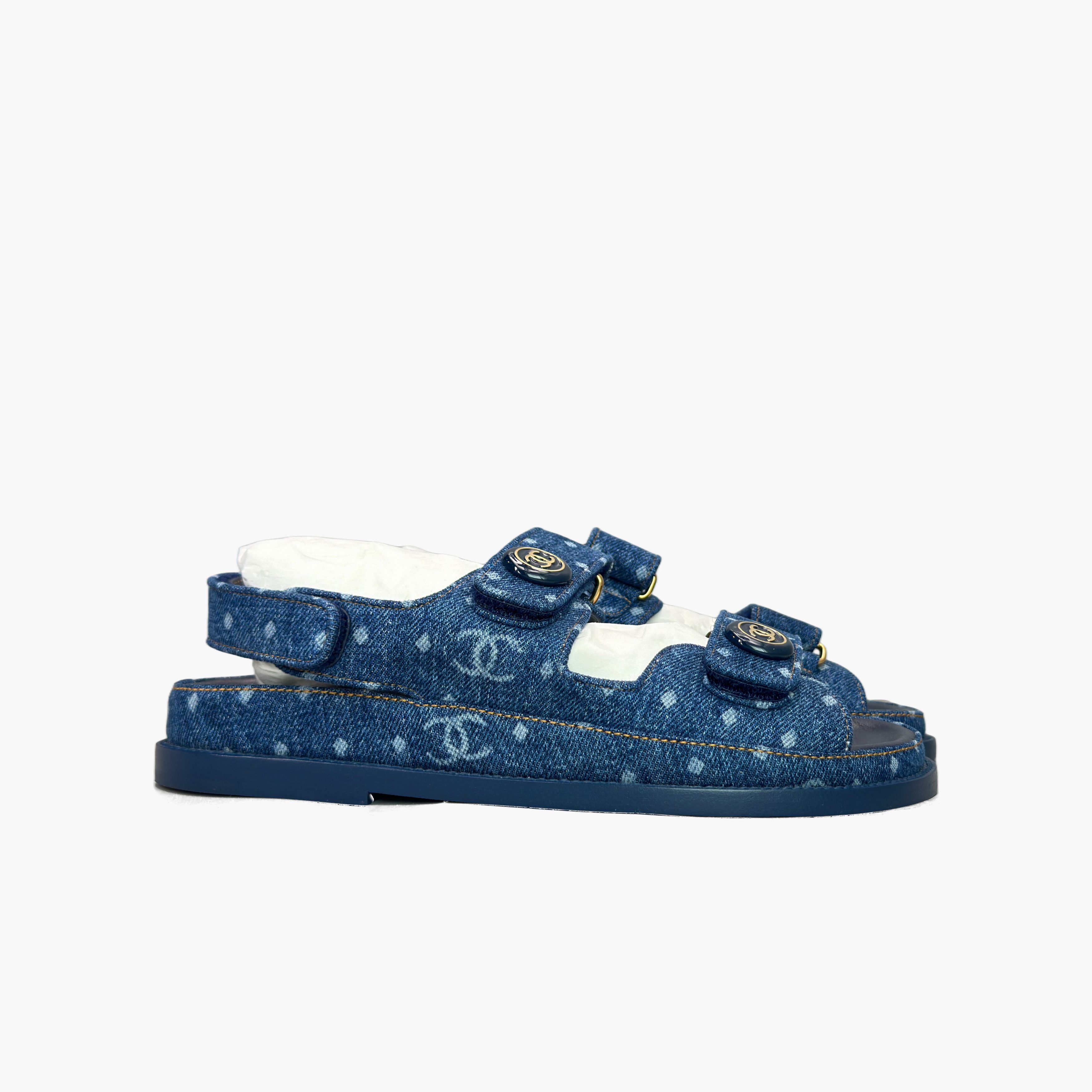 Chanel Chanel Denim Logo Sandals Size 37 Size US 7 / IT 37 - 4 Thumbnail
