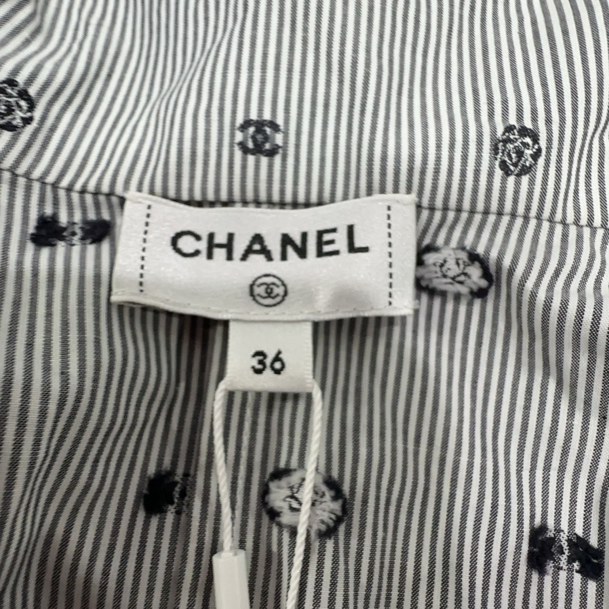 Chanel Chanel Striped CC Logo Button Up Shirt Size 36 Size XS / US 0-2 / IT 36-38 - 3 Thumbnail