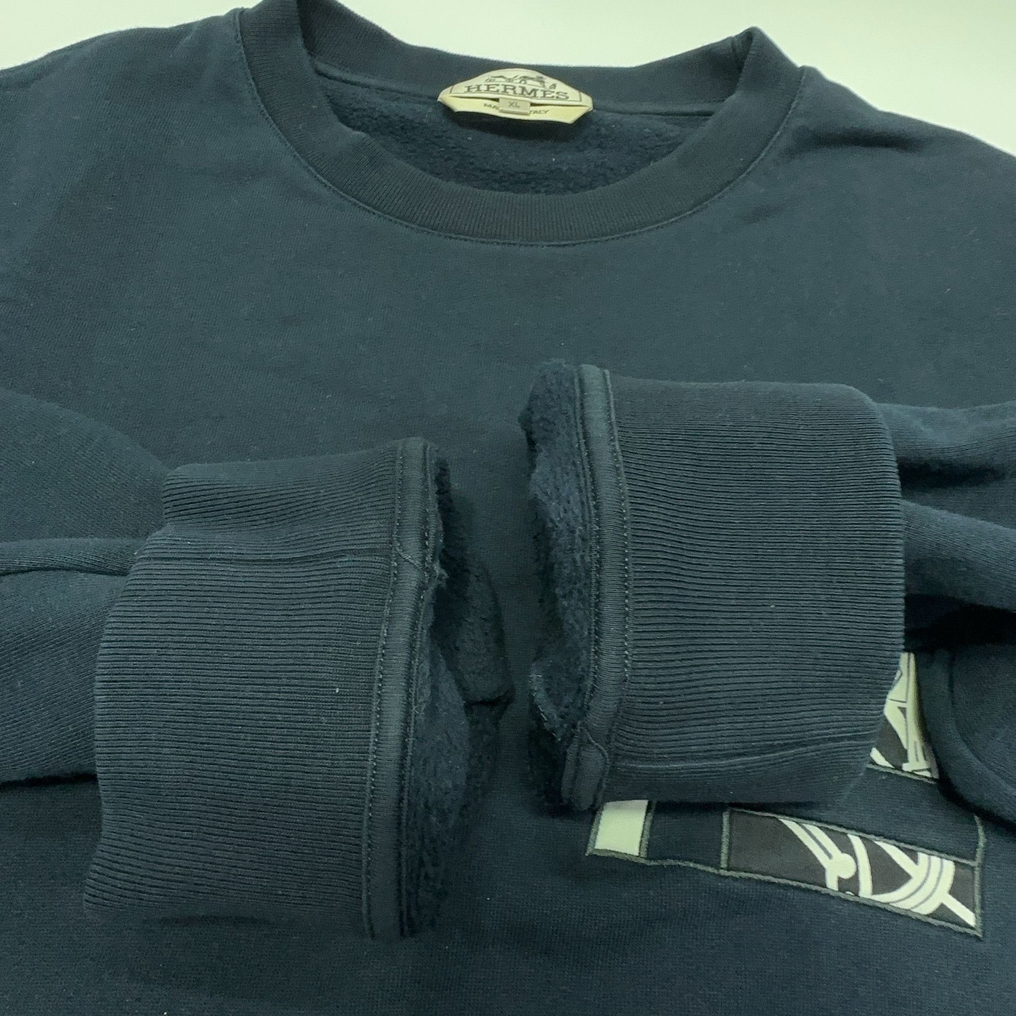 Hermes Hermes Navy Patch Crewneck Sweatshirt Size XL Size US XL / EU 56 / 4 - 9 Thumbnail