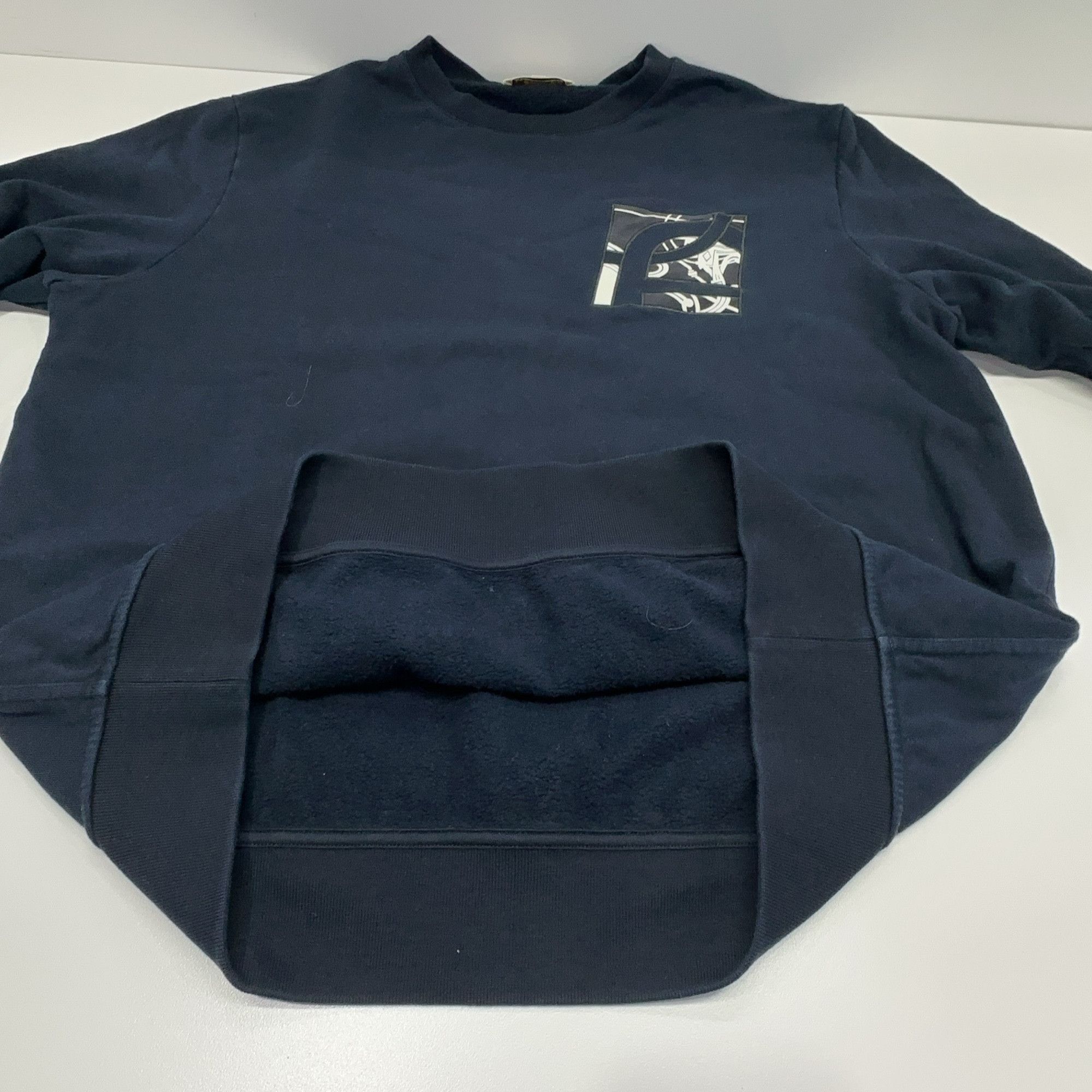 Hermes Hermes Navy Patch Crewneck Sweatshirt Size XL Size US XL / EU 56 / 4 - 7 Thumbnail