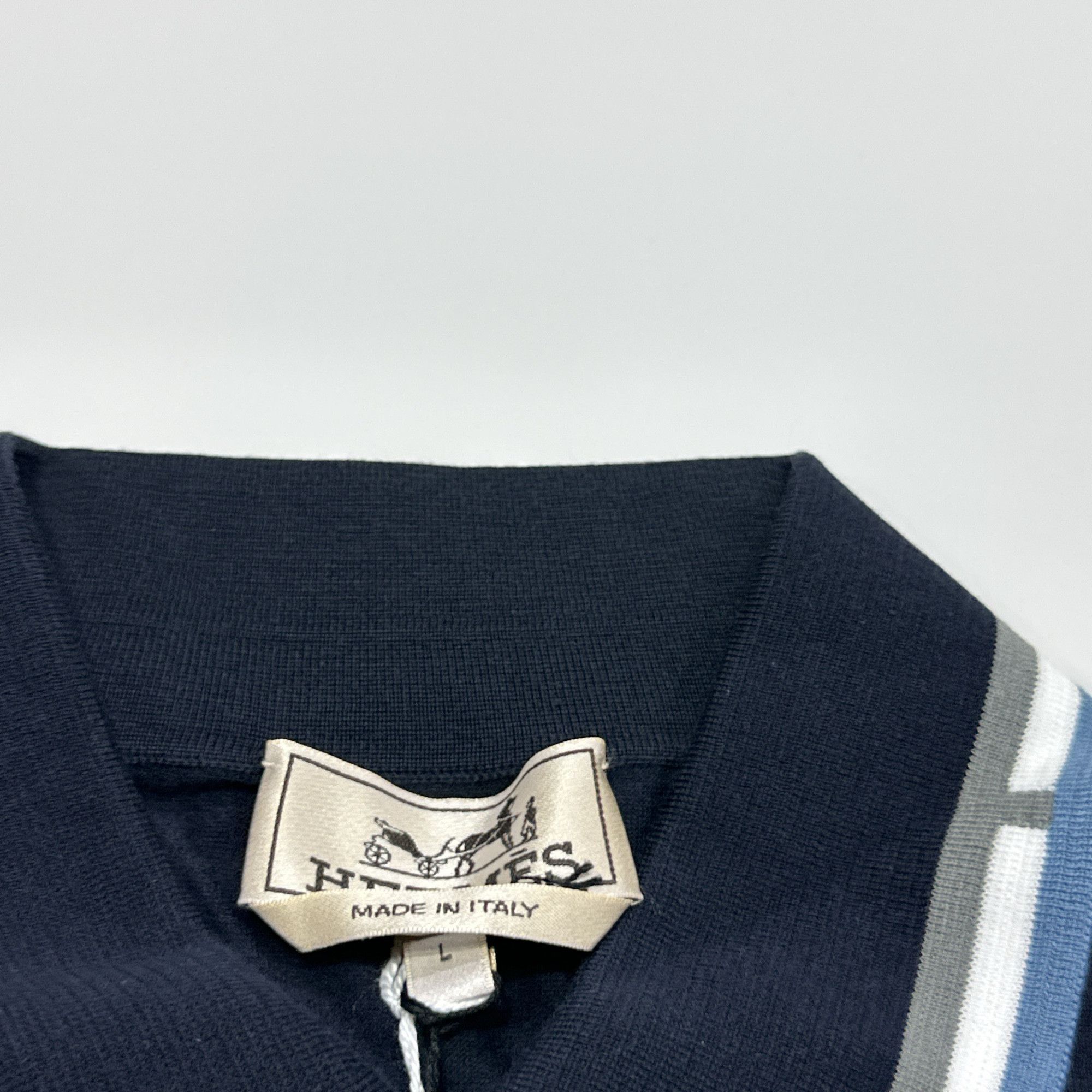 Hermes Hermès Striped Knit Polo Shirt Size L Size US L / EU 52-54 / 3 - 6 Thumbnail
