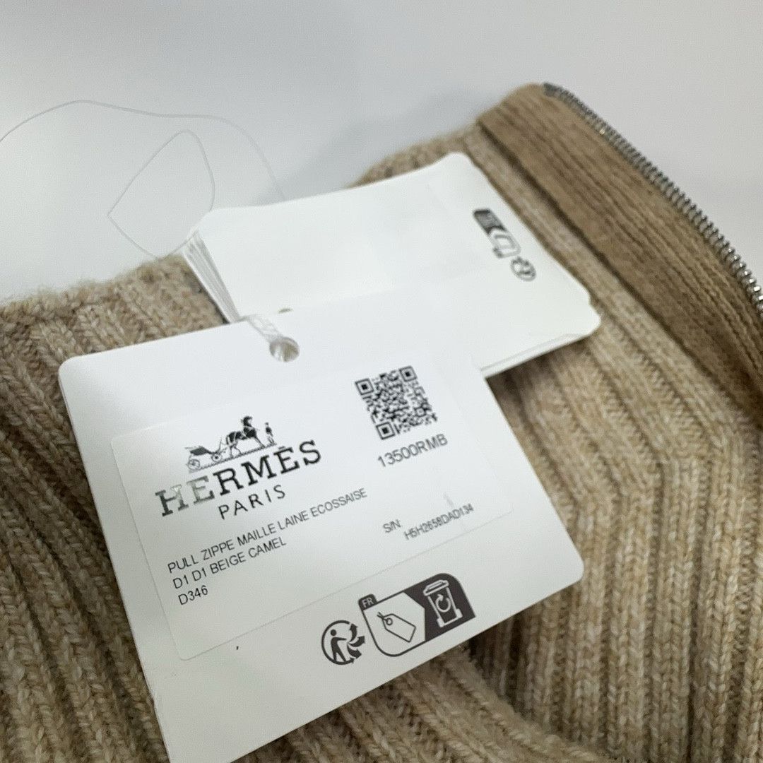 Hermes Hermès Beige Ribbed Wool Zip-Up Sweater Size 34 Size XS / US 0-2 / IT 36-38 - 5 Thumbnail