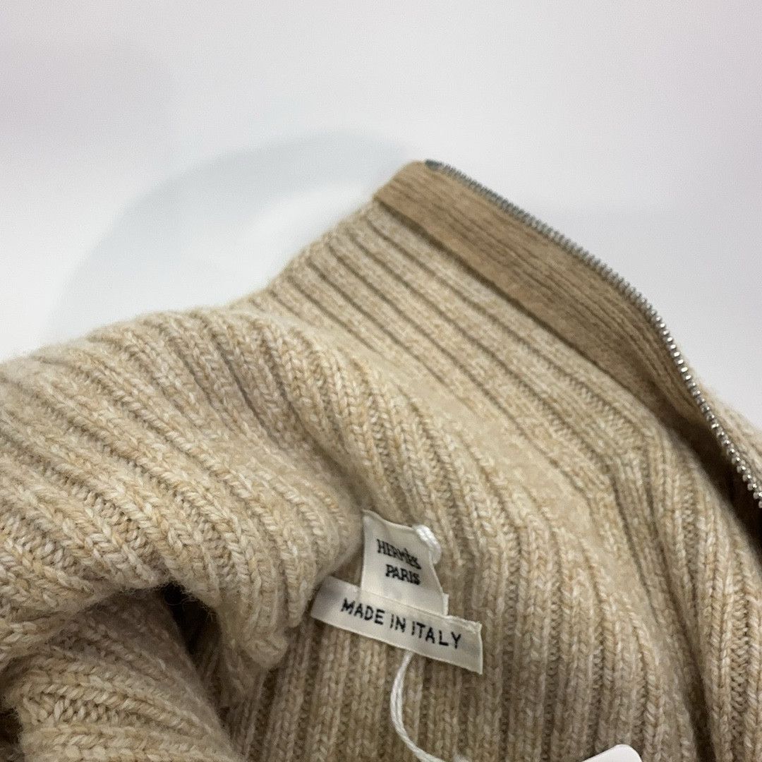Hermes Hermès Beige Ribbed Wool Zip-Up Sweater Size 34 Size XS / US 0-2 / IT 36-38 - 4 Thumbnail