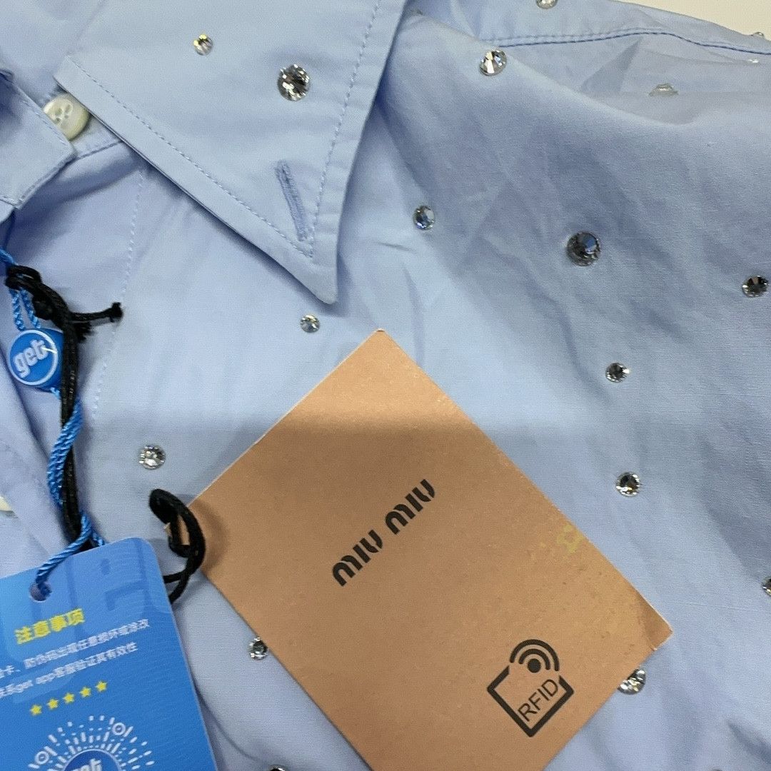 Miu Miu Miu Miu Rhinestone Embellished Button Up Shirt Size 38 Size XS / US 0-2 / IT 36-38 - 5 Thumbnail