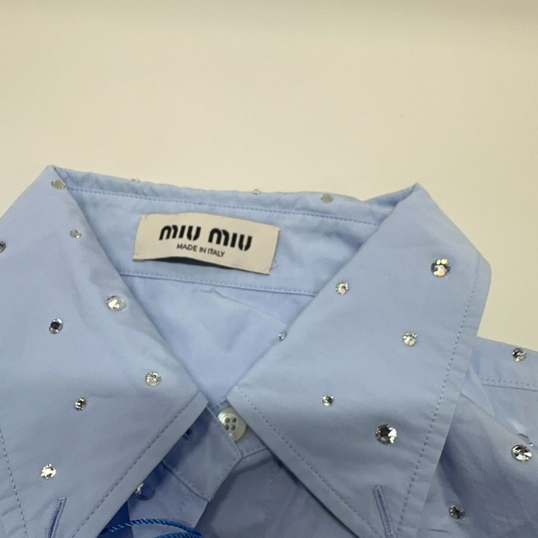 Miu Miu Miu Miu Rhinestone Embellished Button Up Shirt Size 38 Size XS / US 0-2 / IT 36-38 - 6 Thumbnail