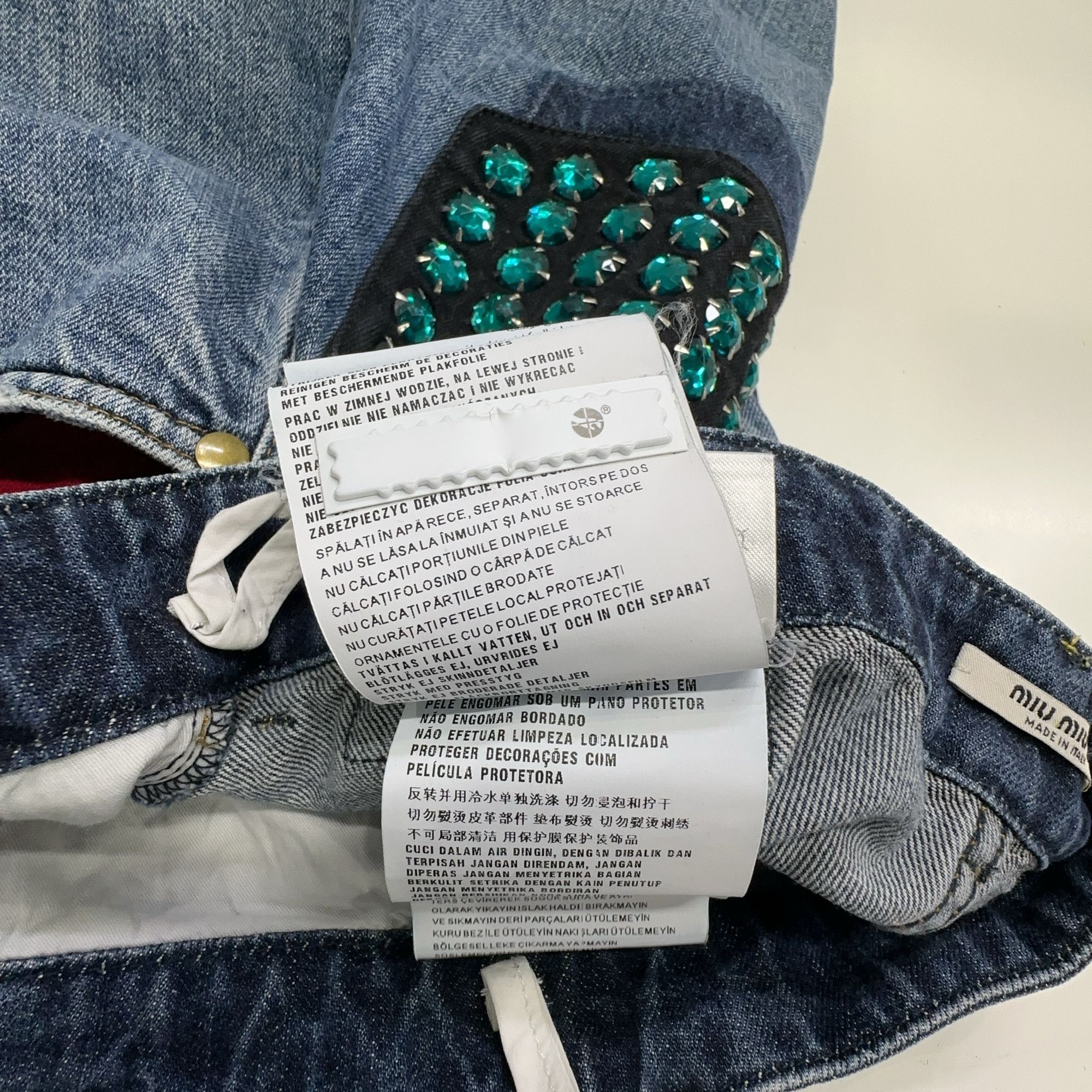 Miu Miu Miu Miu Jeweled Pocket Denim Skirt Size 40 Size 27" / US 4 / IT 40 - 5 Thumbnail