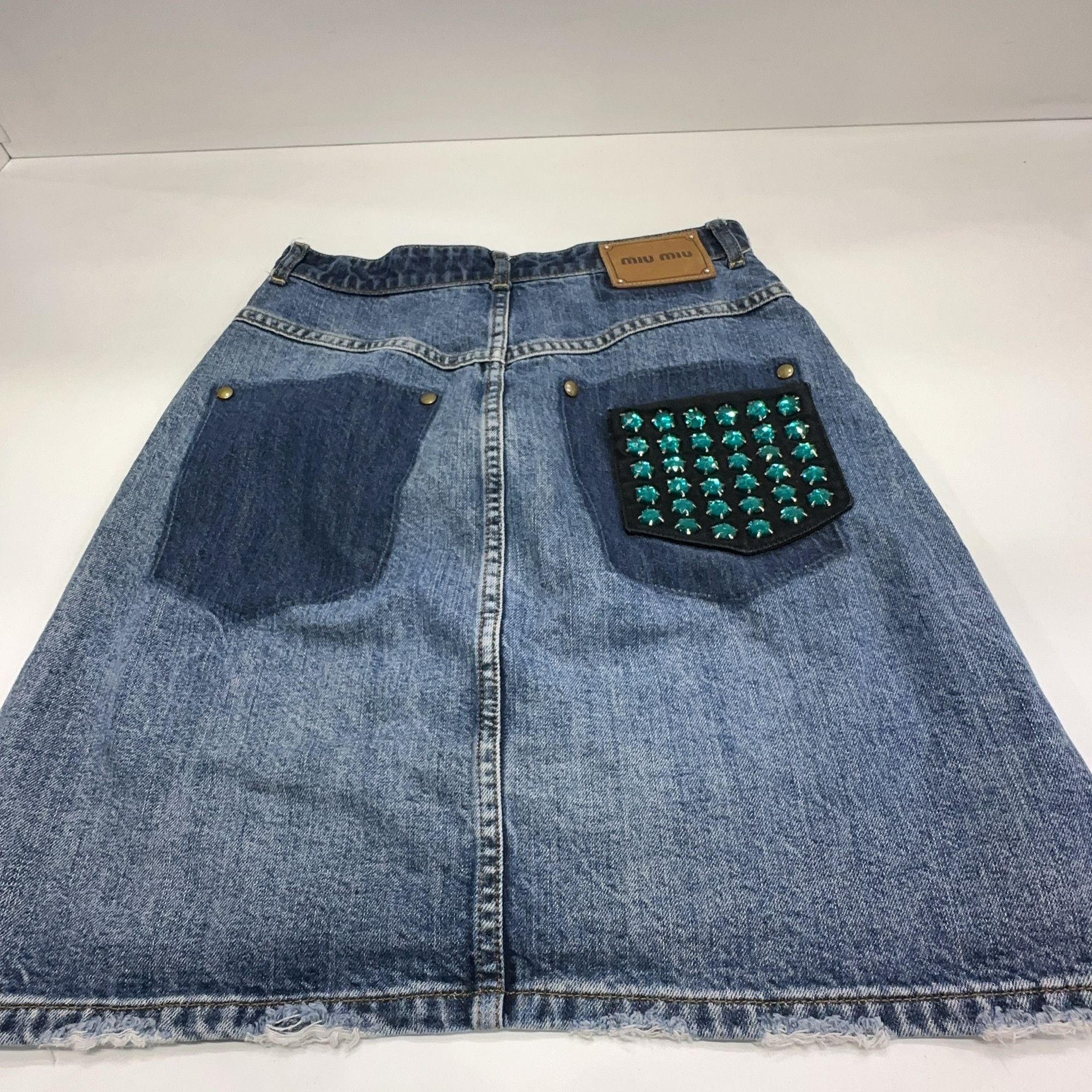 Miu Miu Miu Miu Jeweled Pocket Denim Skirt Size 40 Size 27" / US 4 / IT 40 - 10 Thumbnail