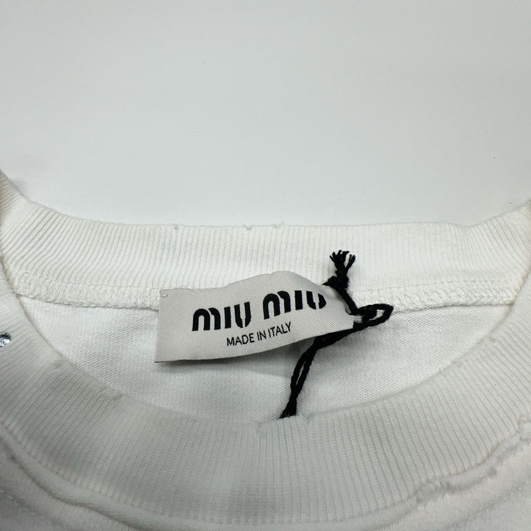Miu Miu Miu Miu Crystal Logo T-Shirt S Size S / US 4 / IT 40 - 3 Thumbnail