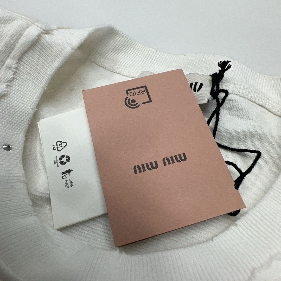 Miu Miu Miu Miu Crystal Logo T-Shirt S Size S / US 4 / IT 40 - 4 Thumbnail