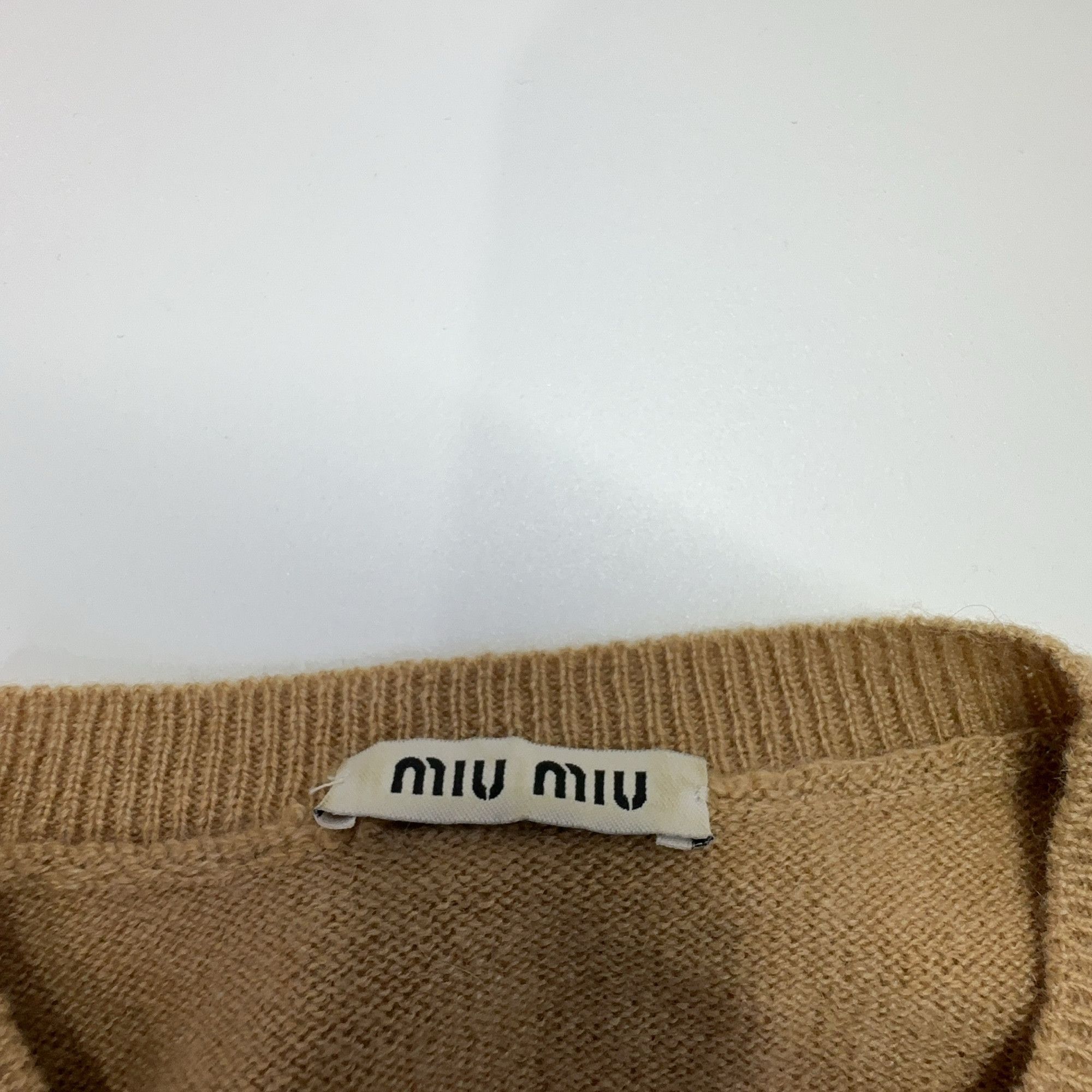 Miu Miu Miu Miu Beige Knit Short Sleeve Top Size 40 Size S / US 4 / IT 40 - 4 Thumbnail