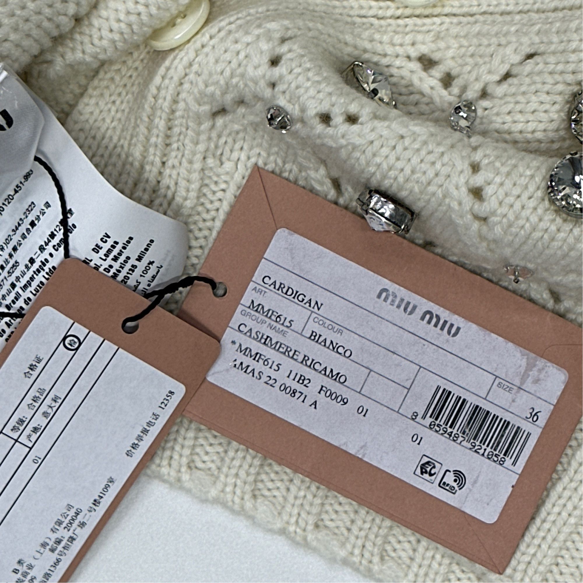 Miu Miu Miu Miu Crystal Embellished Cashmere Cardigan Size 36 Size XS / US 0-2 / IT 36-38 - 4 Thumbnail