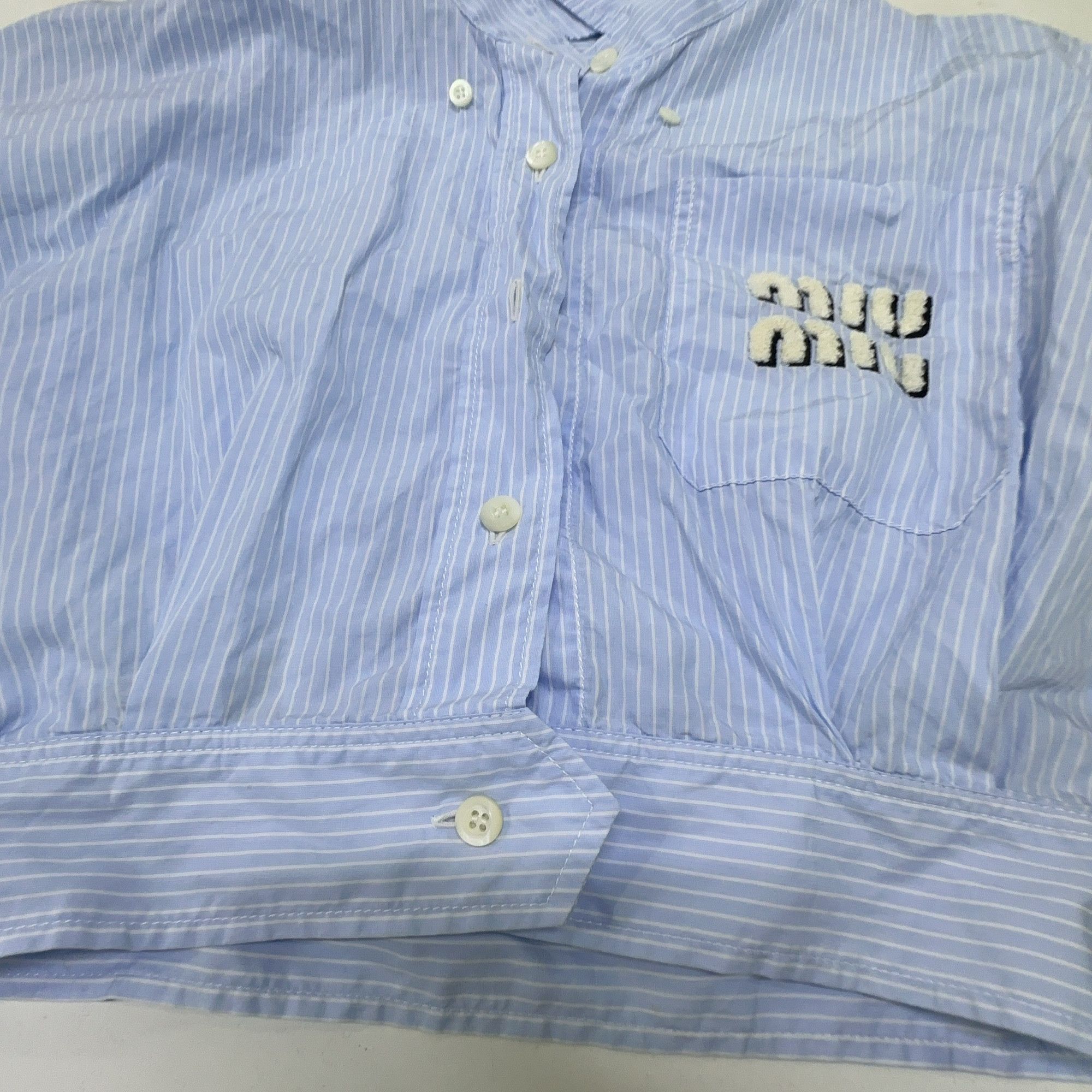Miu Miu Miu Miu Striped Logo Button Up Shirt Size 36 Size XS / US 0-2 / IT 36-38 - 8 Thumbnail