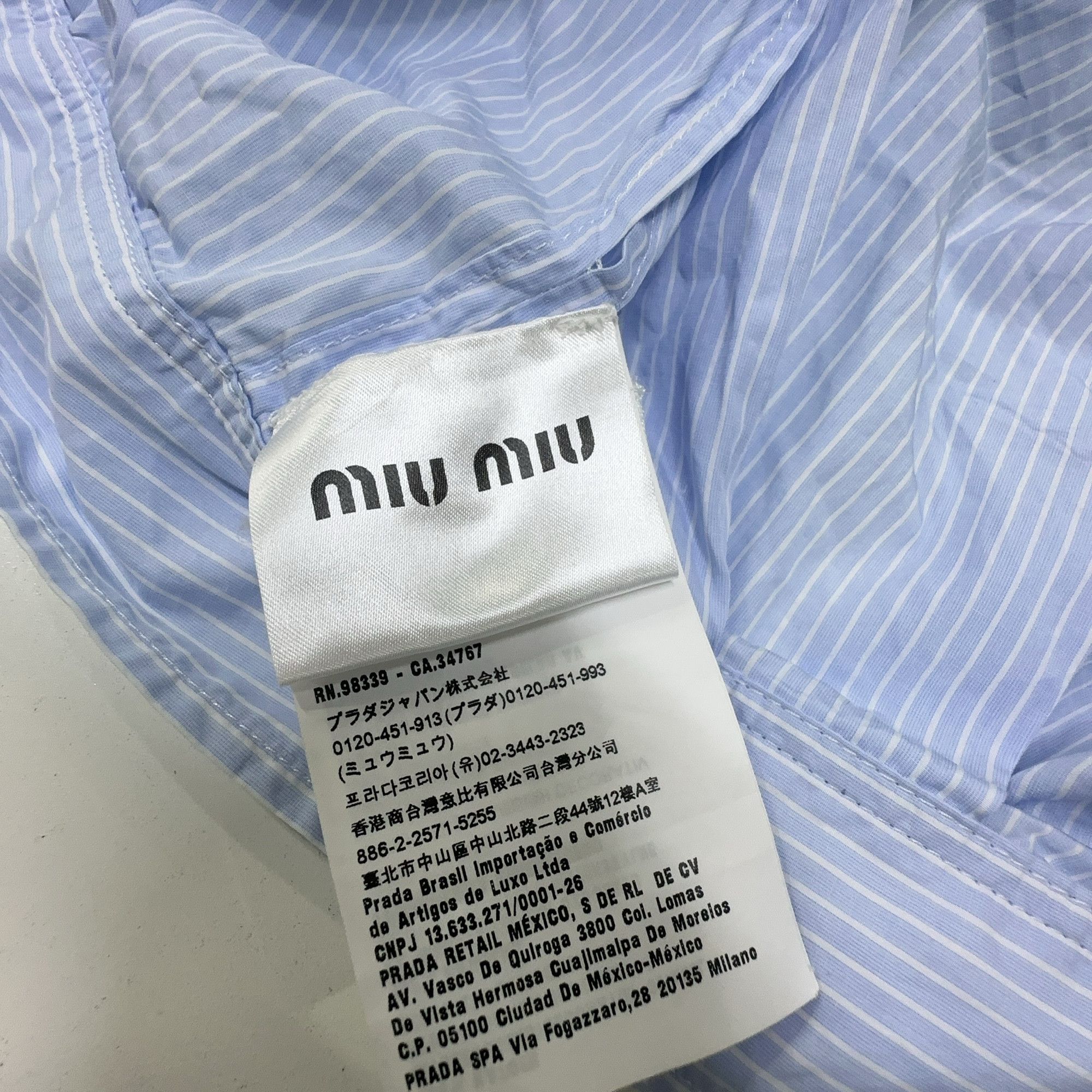 Miu Miu Miu Miu Striped Logo Button Up Shirt Size 36 Size XS / US 0-2 / IT 36-38 - 4 Thumbnail