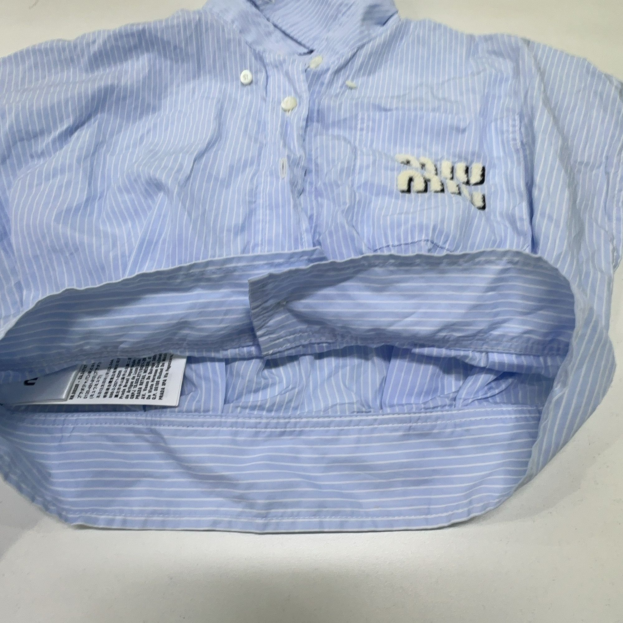 Miu Miu Miu Miu Striped Logo Button Up Shirt Size 36 Size XS / US 0-2 / IT 36-38 - 9 Thumbnail
