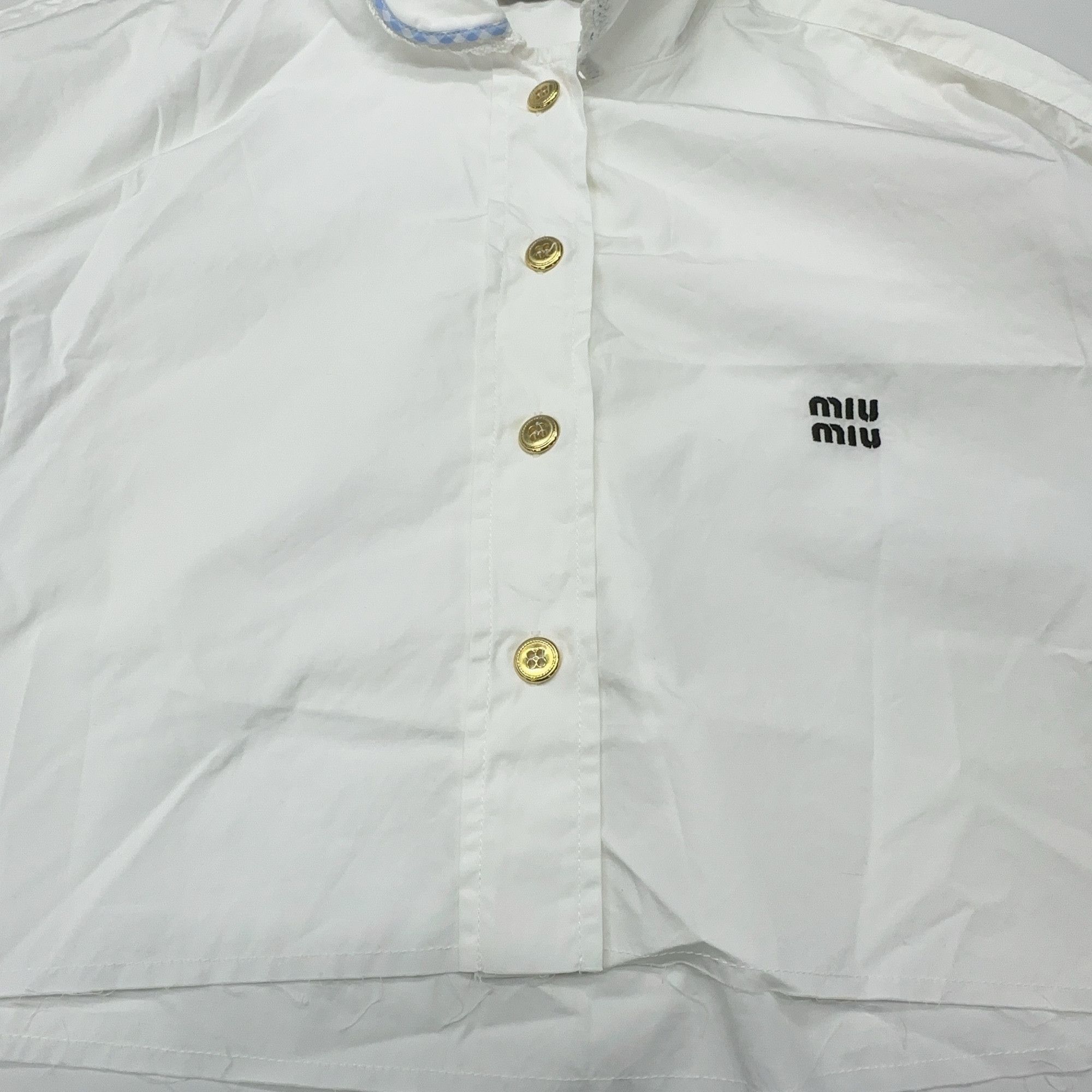Miu Miu Miu Miu Gingham Trim Button Up Shirt Size 38 Size XS / US 0-2 / IT 36-38 - 8 Thumbnail