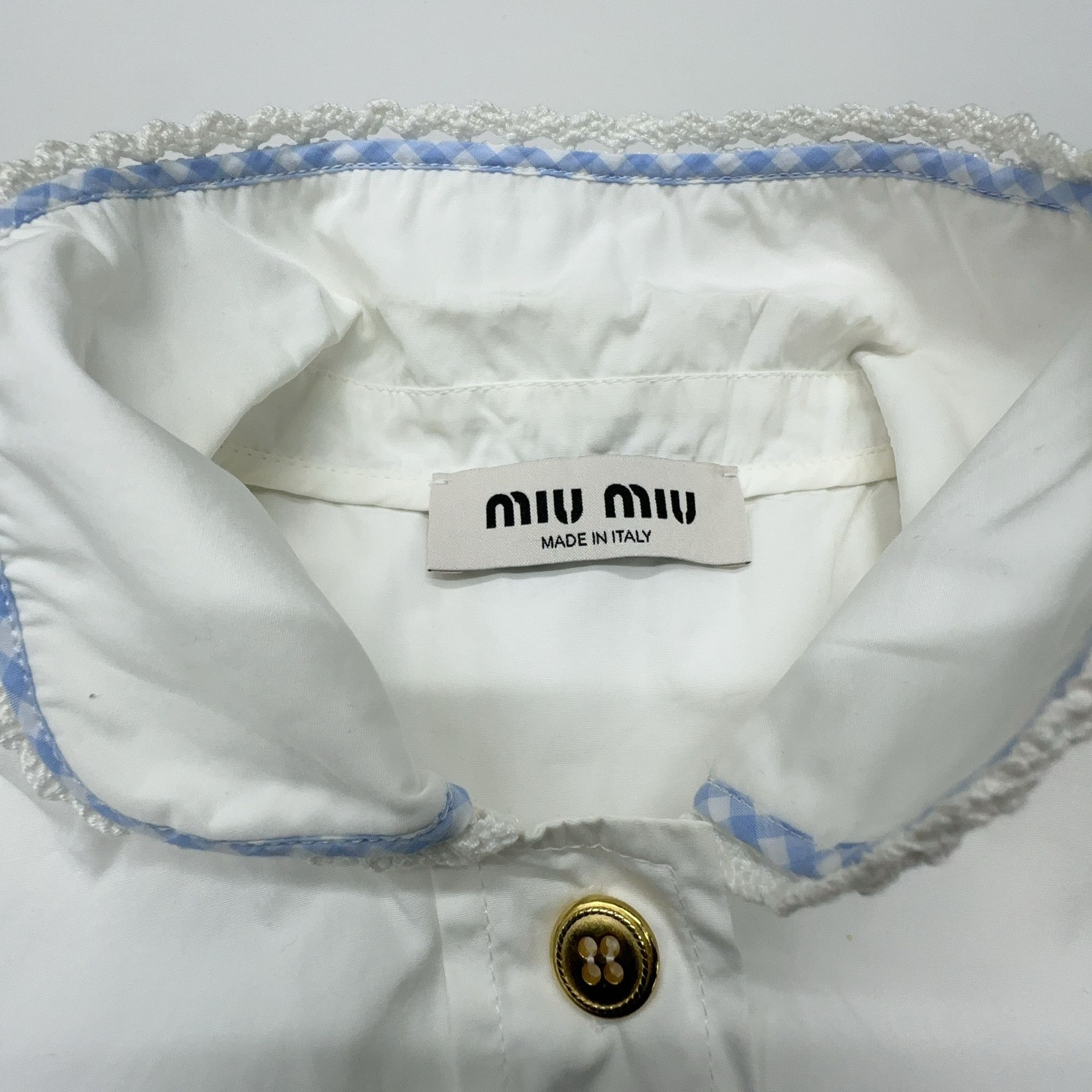 Miu Miu Miu Miu Gingham Trim Button Up Shirt Size 38 Size XS / US 0-2 / IT 36-38 - 7 Thumbnail