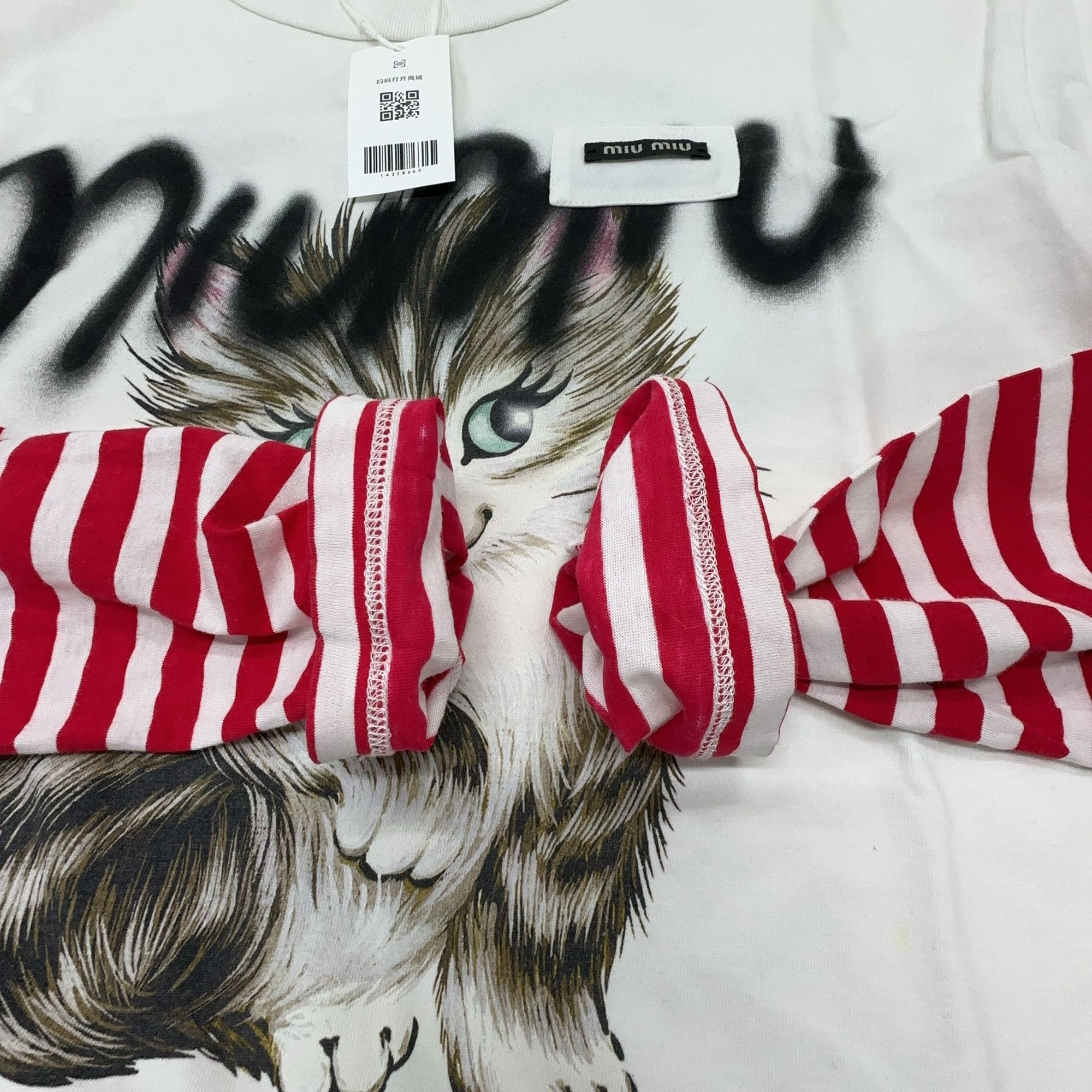 Miu Miu Miu Miu Cat Graphic Striped Long Sleeve T-Shirt Size S Size S / US 4 / IT 40 - 8 Thumbnail