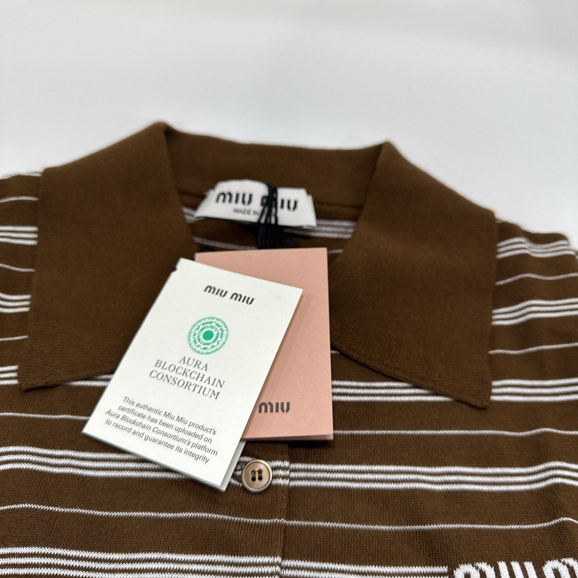 Miu Miu Miu Miu Striped Logo Polo Shirt Size 36 Size XS / US 0-2 / IT 36-38 - 4 Thumbnail