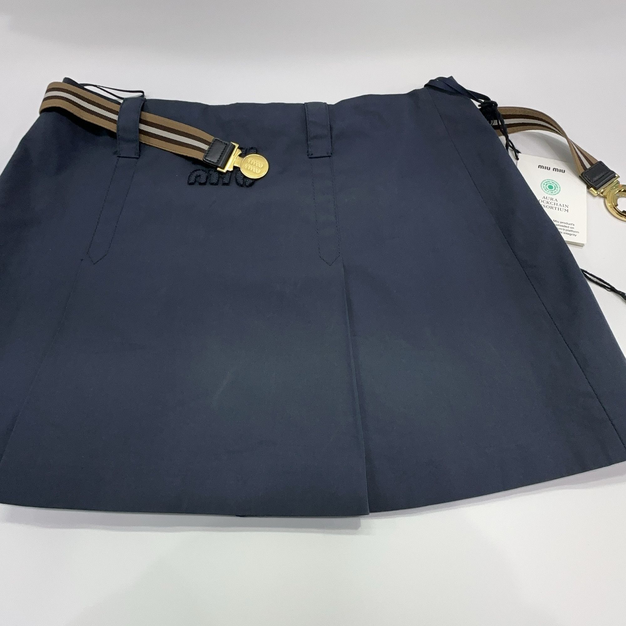 Miu Miu Miu Miu Logo Belt Mini Skirt Size 36 Size 25" / US 0 / IT 36 - 10 Thumbnail