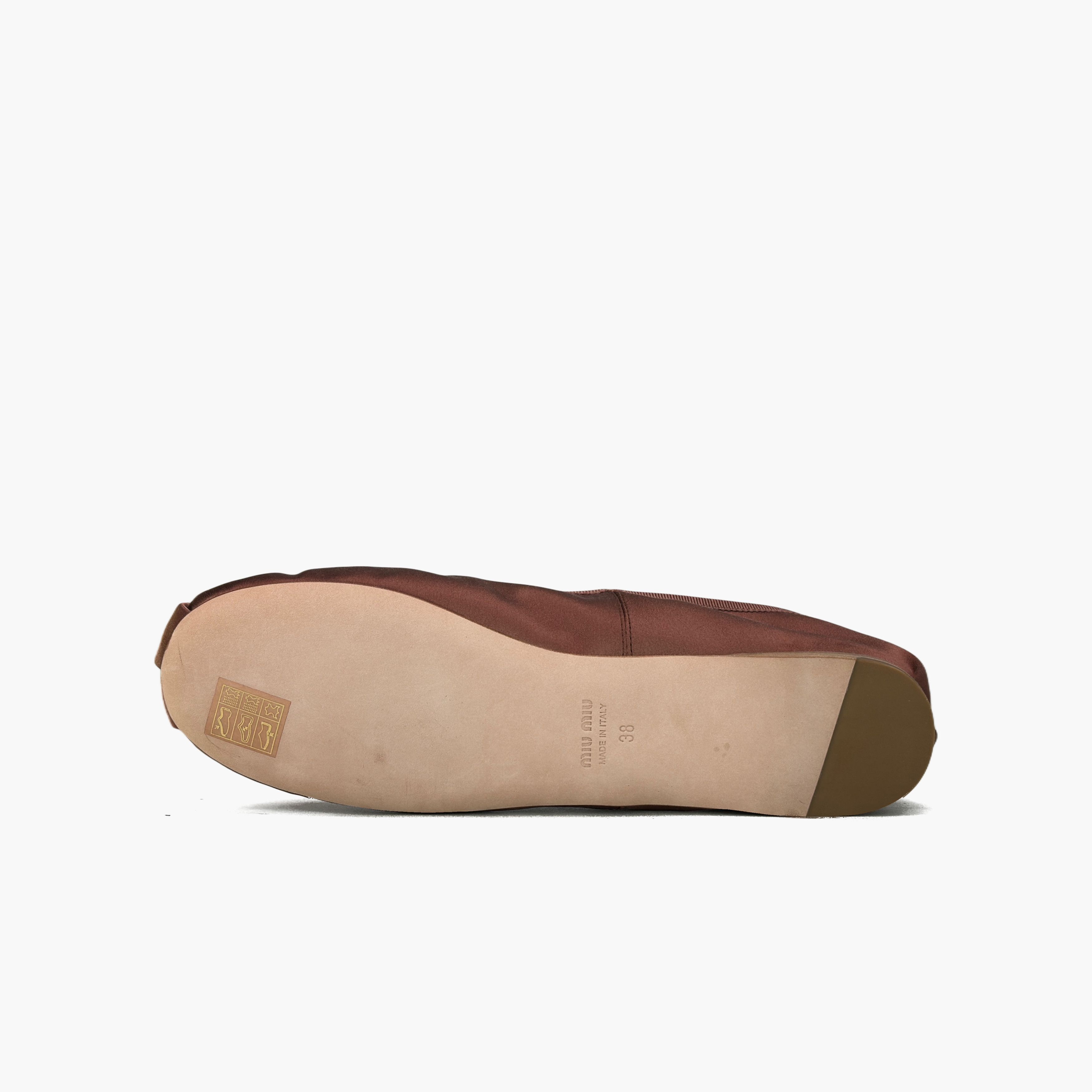 Miu Miu Miu Miu Brown Satin Ballet Flats Size 38 Size US 8 / IT 38 - 8 Thumbnail
