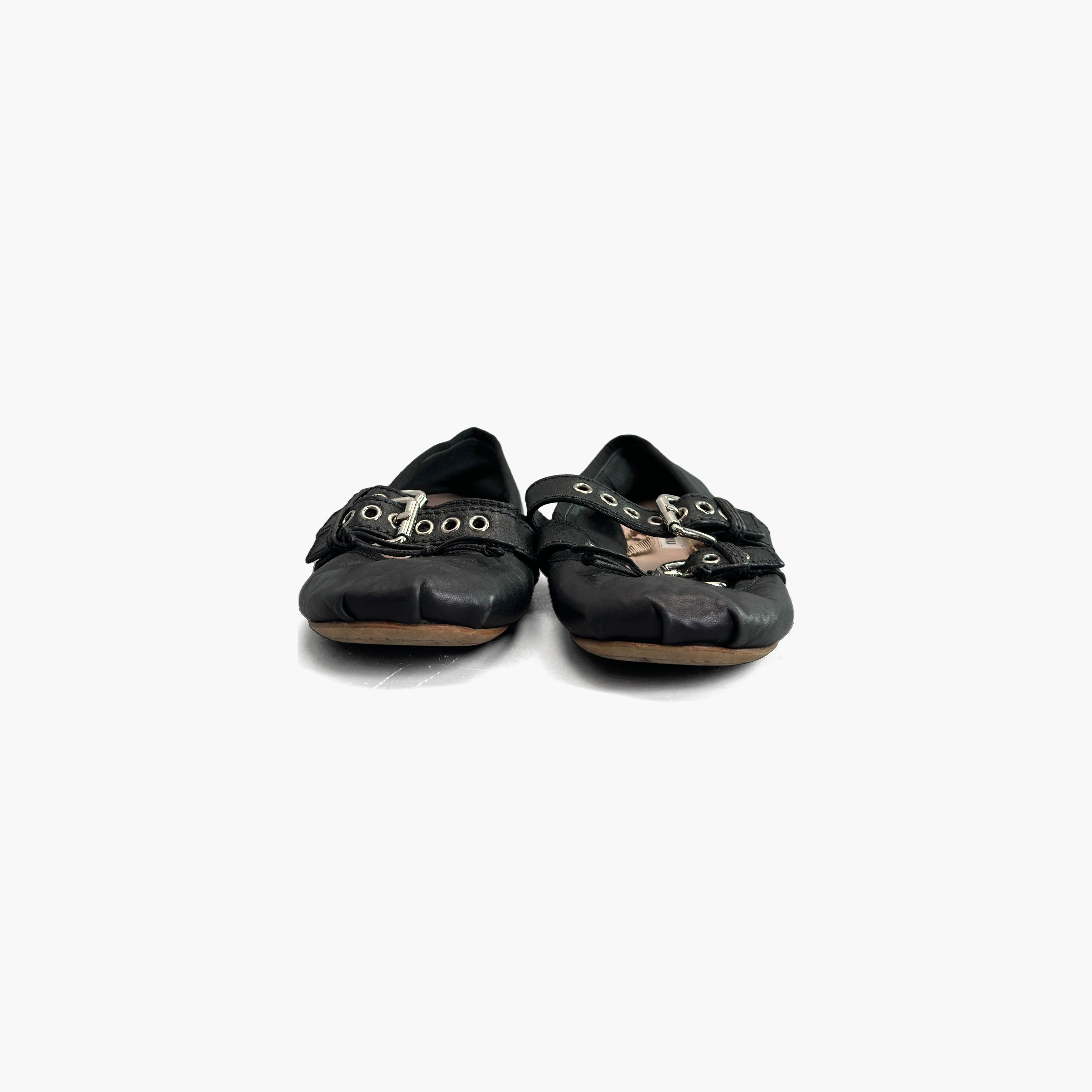 Miu Miu Miu Miu Buckle Leather Flats Size 36.5 Size US 6.5 / IT 36.5 - 5 Thumbnail