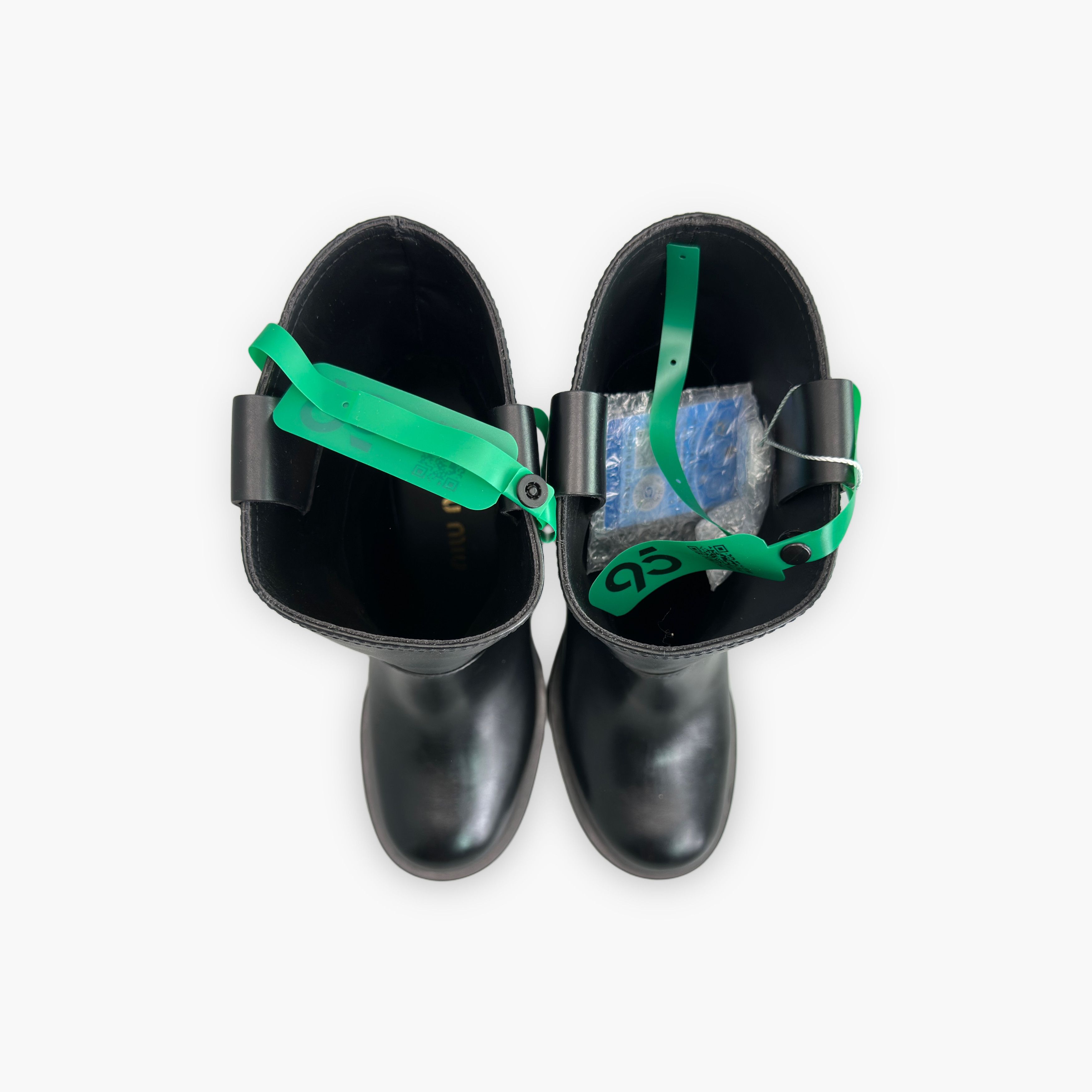 Miu Miu Miu Miu Black Leather Block Heel Boots Size 37.5 Size US 7.5 / IT 37.5 - 9 Thumbnail