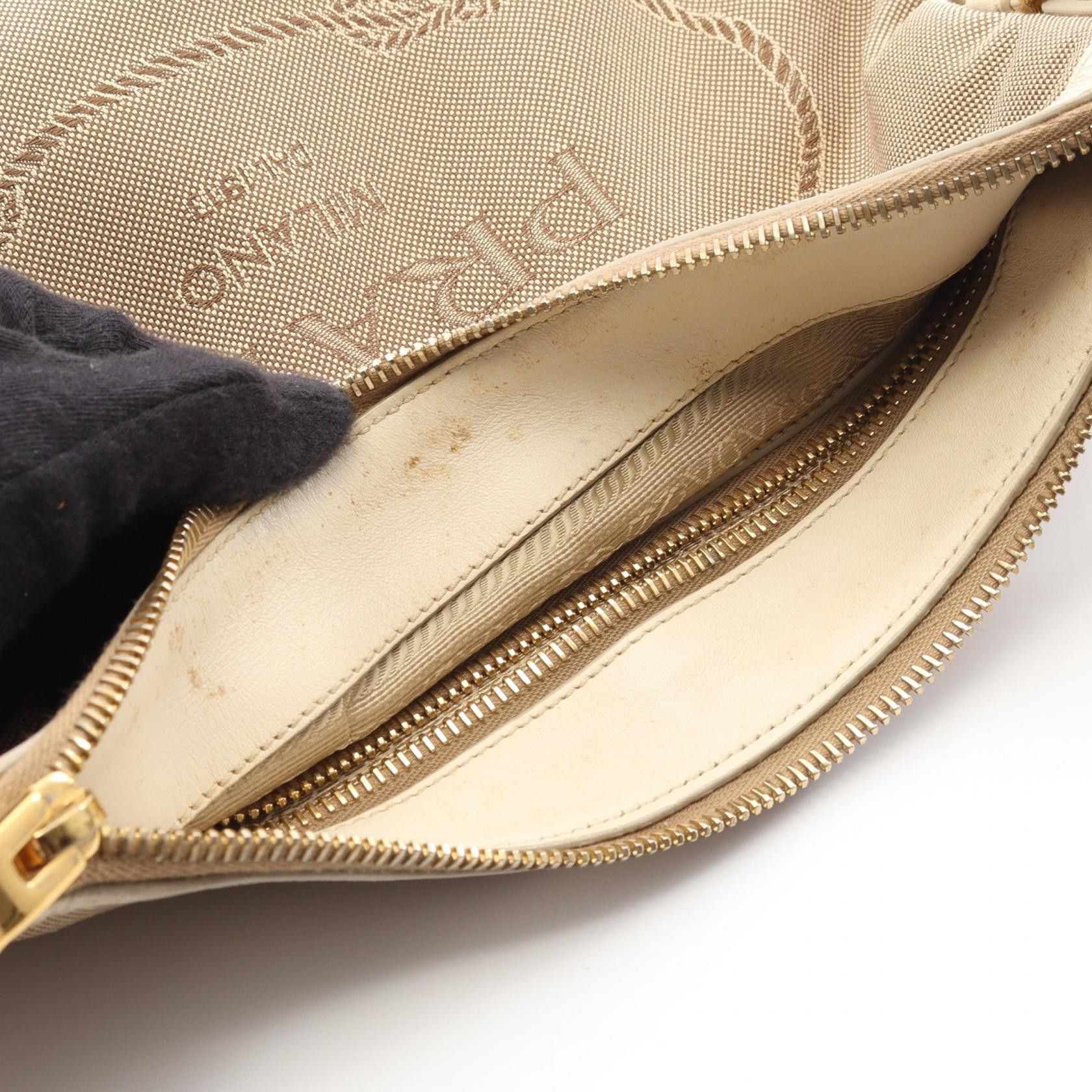 Prada Prada Prada LOGO JACQUARD Canvas Leather Shoulder Bag Textile Shoulder Bag DUTY FREE for USA Size ONE SIZE - 9 Thumbnail