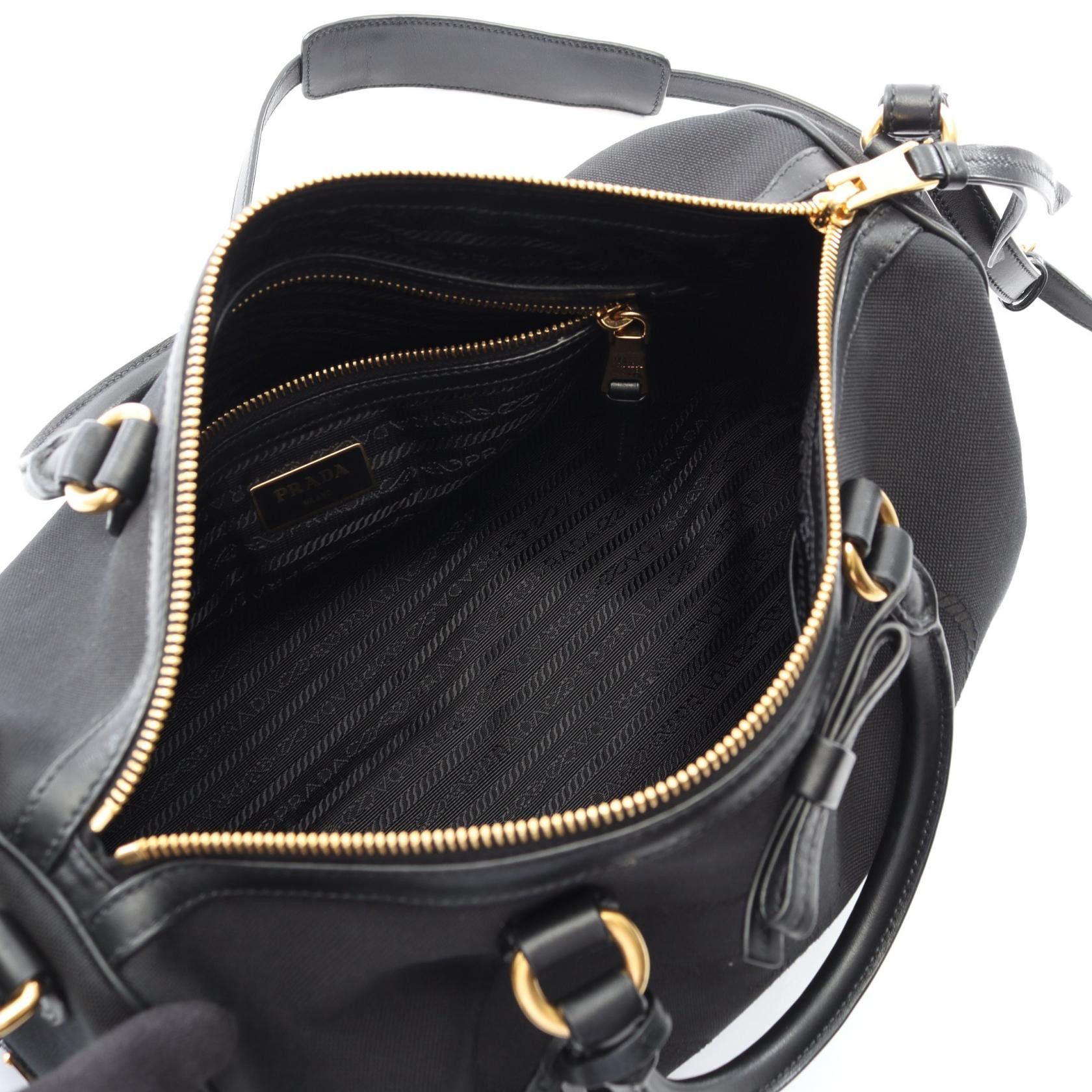 Prada Prada Prada LOGO JACQUARD Canvas Leather Handbag Leather Handbag DUTY FREE for USA Size ONE SIZE - 3 Thumbnail