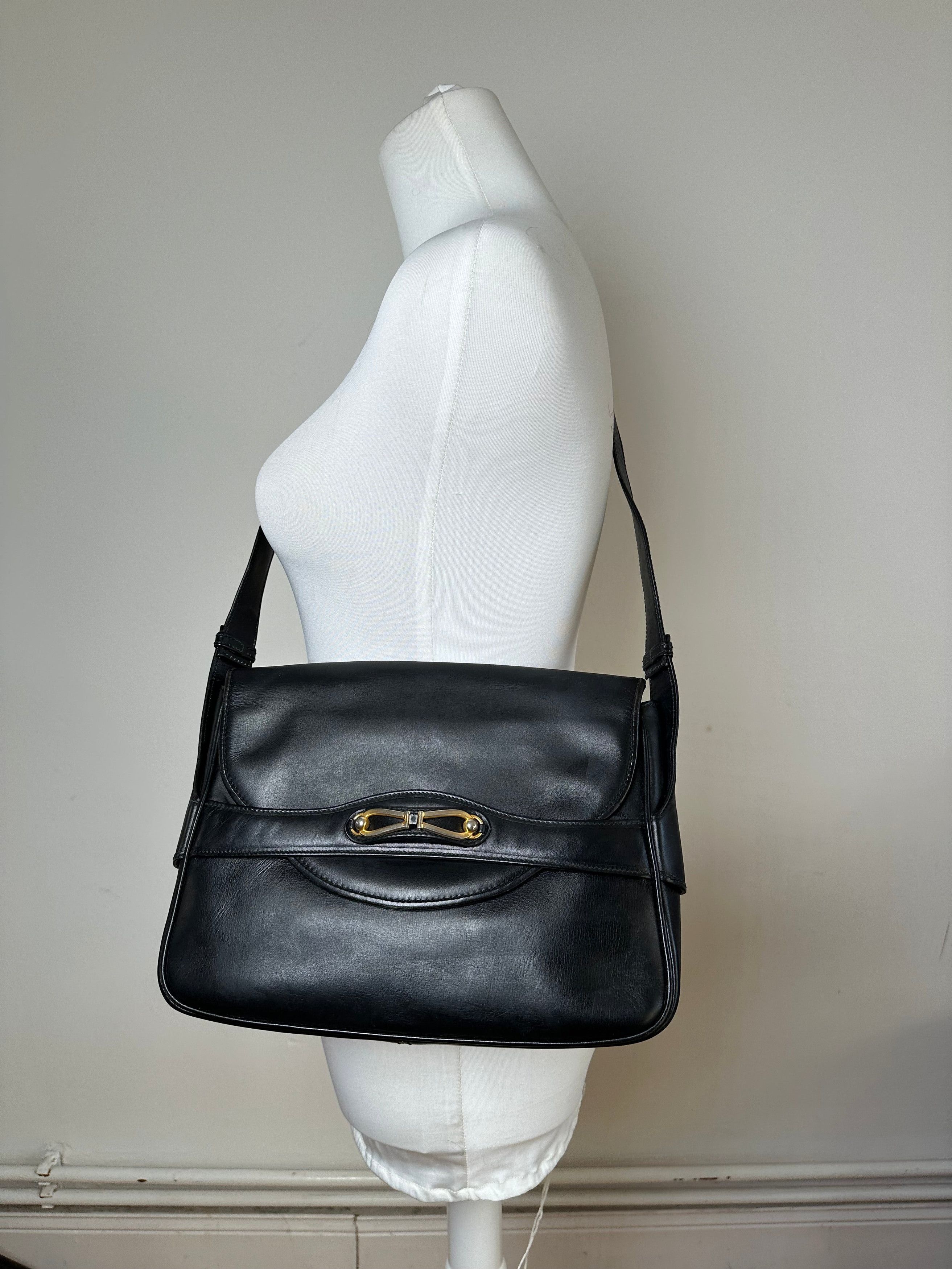 Gucci Vintage Boutique Smooth Leather Flap Shoulder Bag Black Size ONE SIZE - 10 Thumbnail