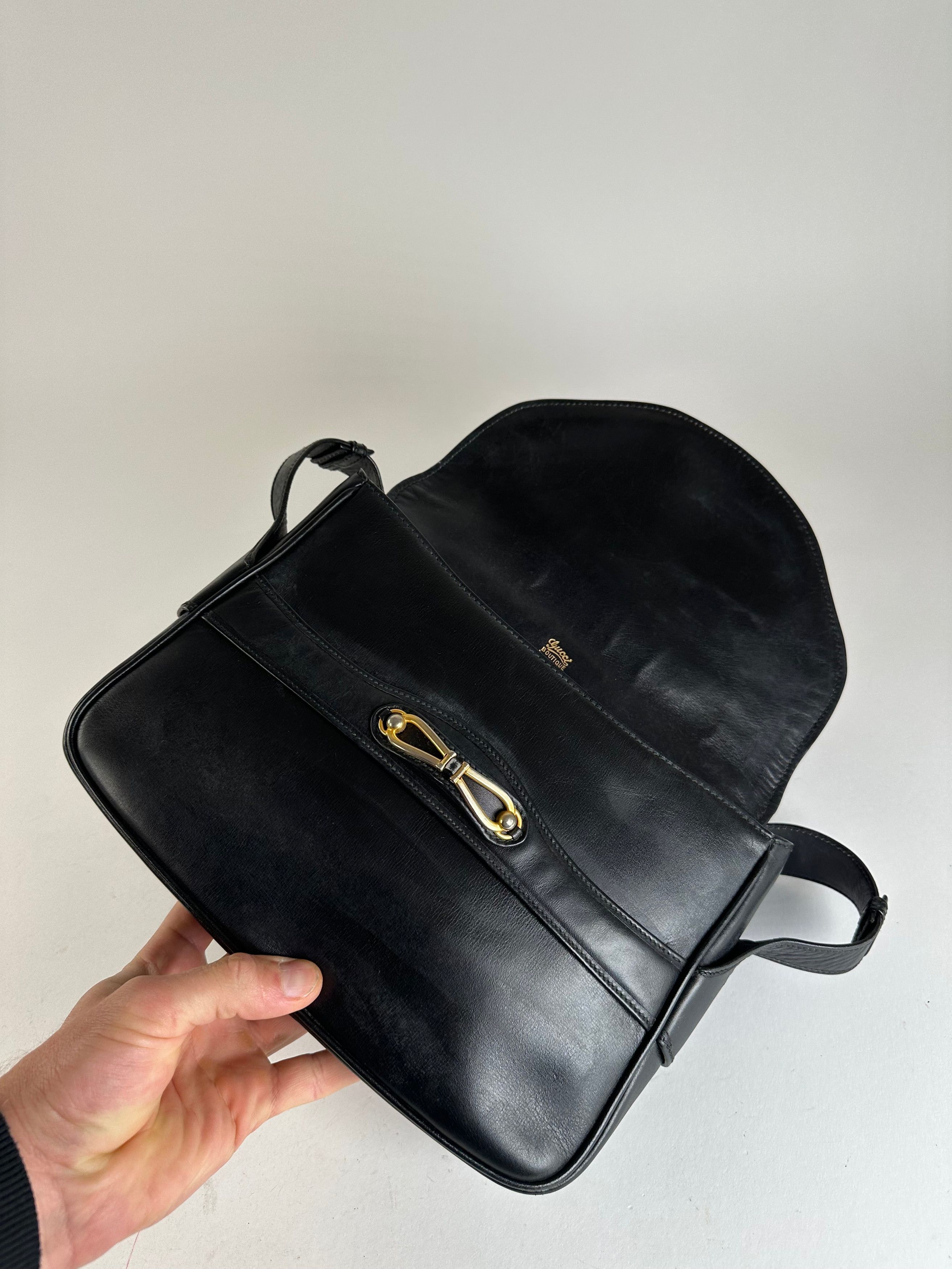 Gucci Vintage Boutique Smooth Leather Flap Shoulder Bag Black Size ONE SIZE - 5 Thumbnail