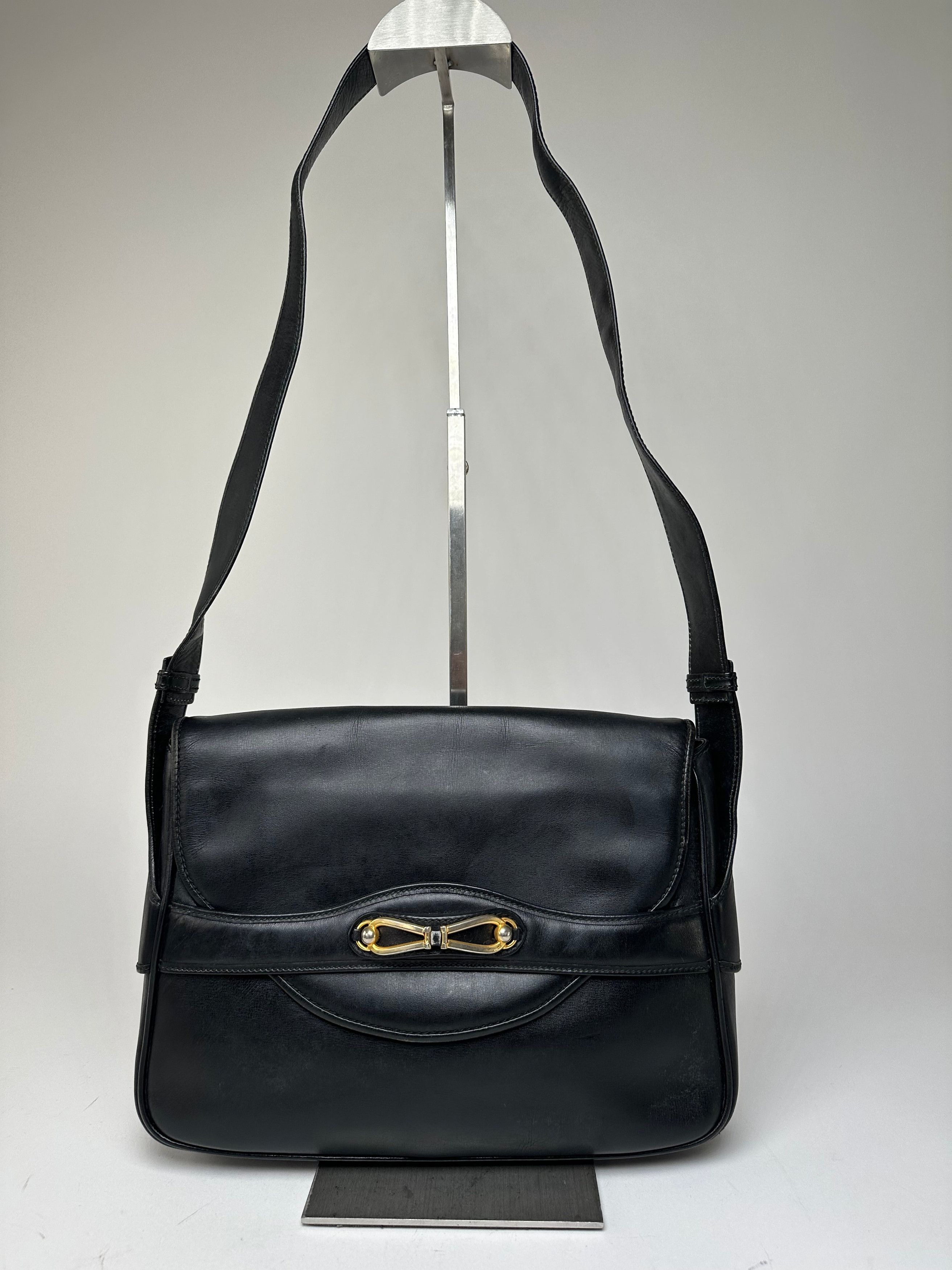 Gucci Vintage Boutique Smooth Leather Flap Shoulder Bag Black Size ONE SIZE - 13 Thumbnail