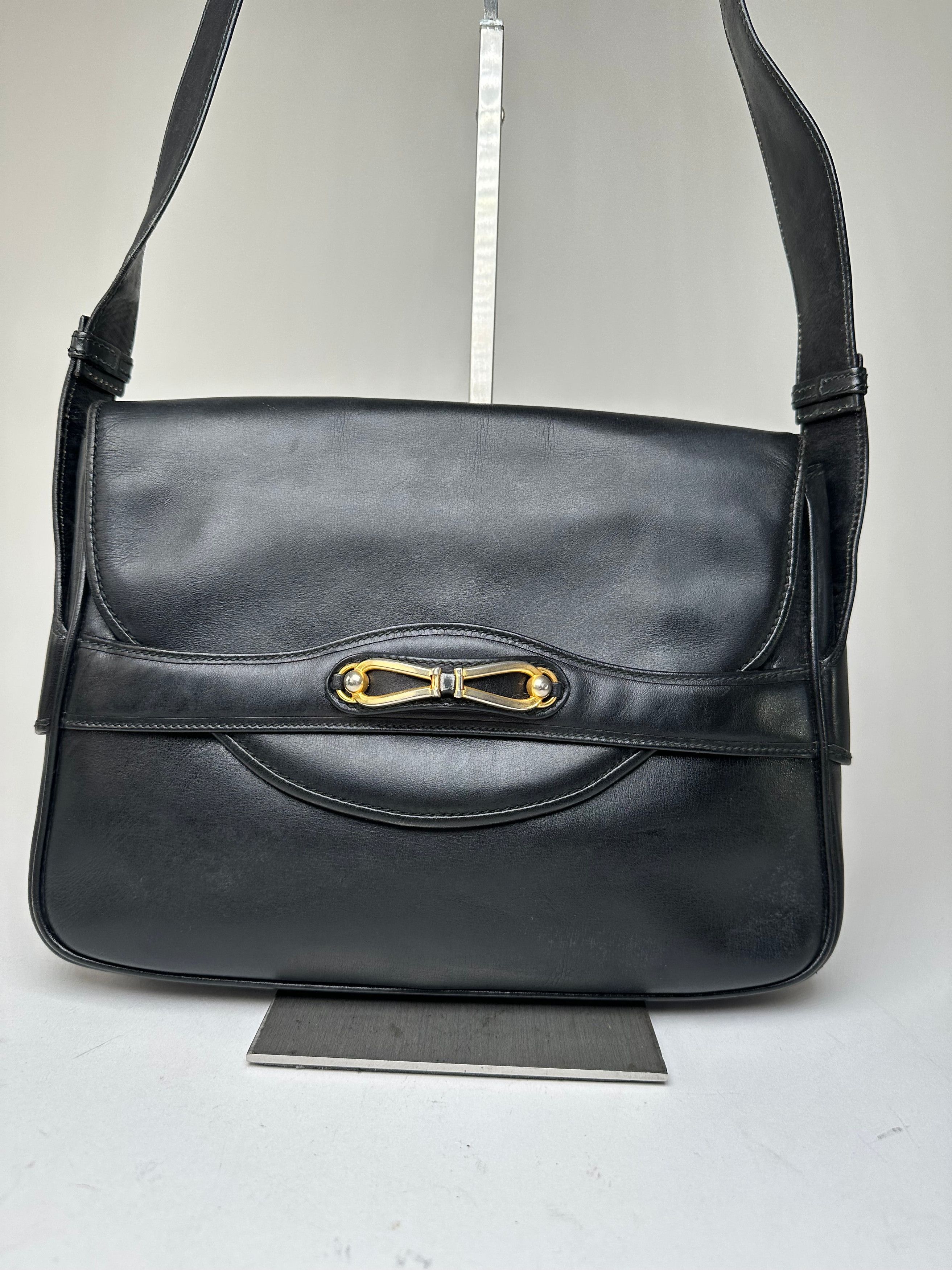 Gucci Vintage Boutique Smooth Leather Flap Shoulder Bag Black Size ONE SIZE - 8 Thumbnail