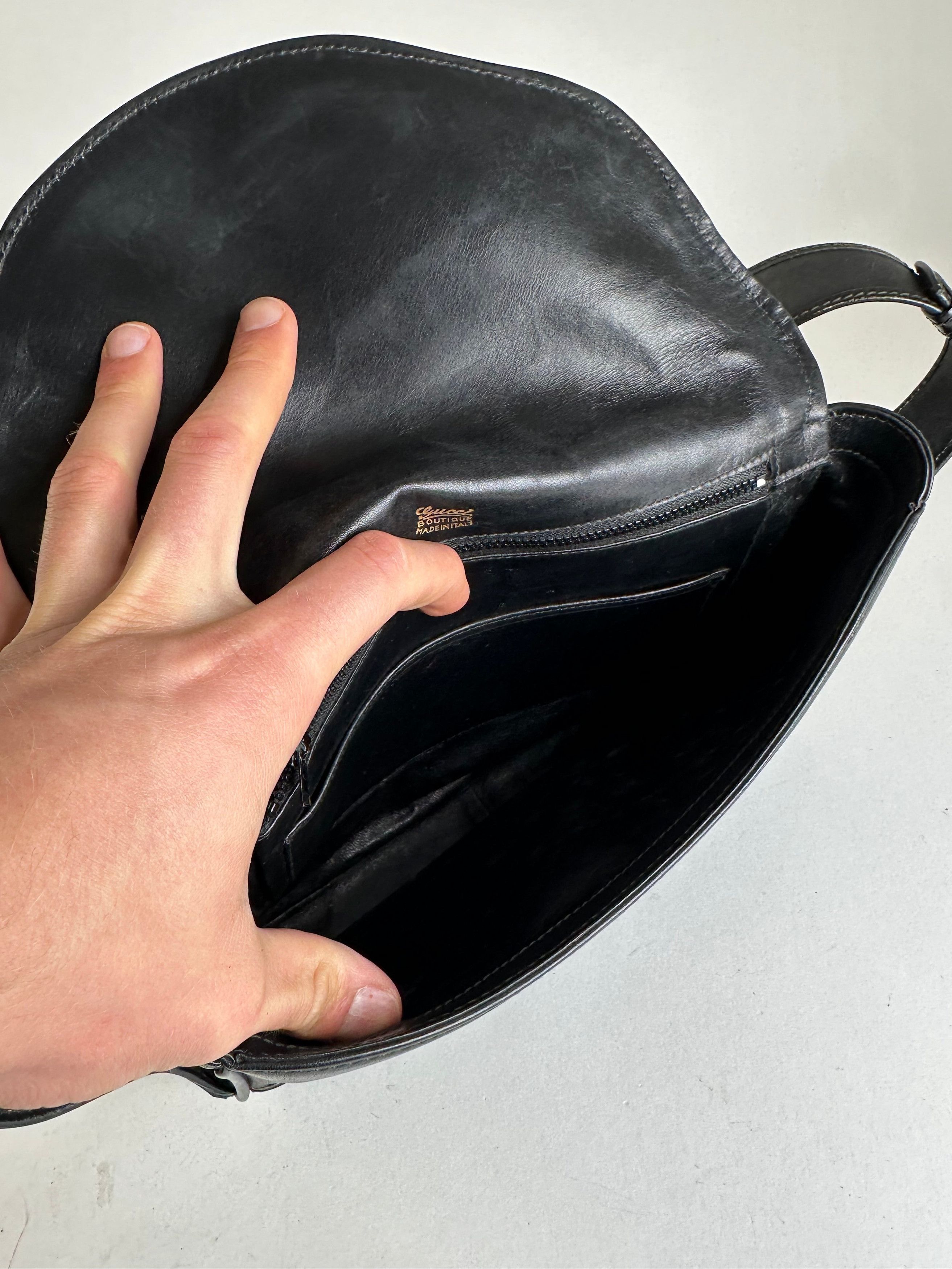 Gucci Vintage Boutique Smooth Leather Flap Shoulder Bag Black Size ONE SIZE - 3 Thumbnail