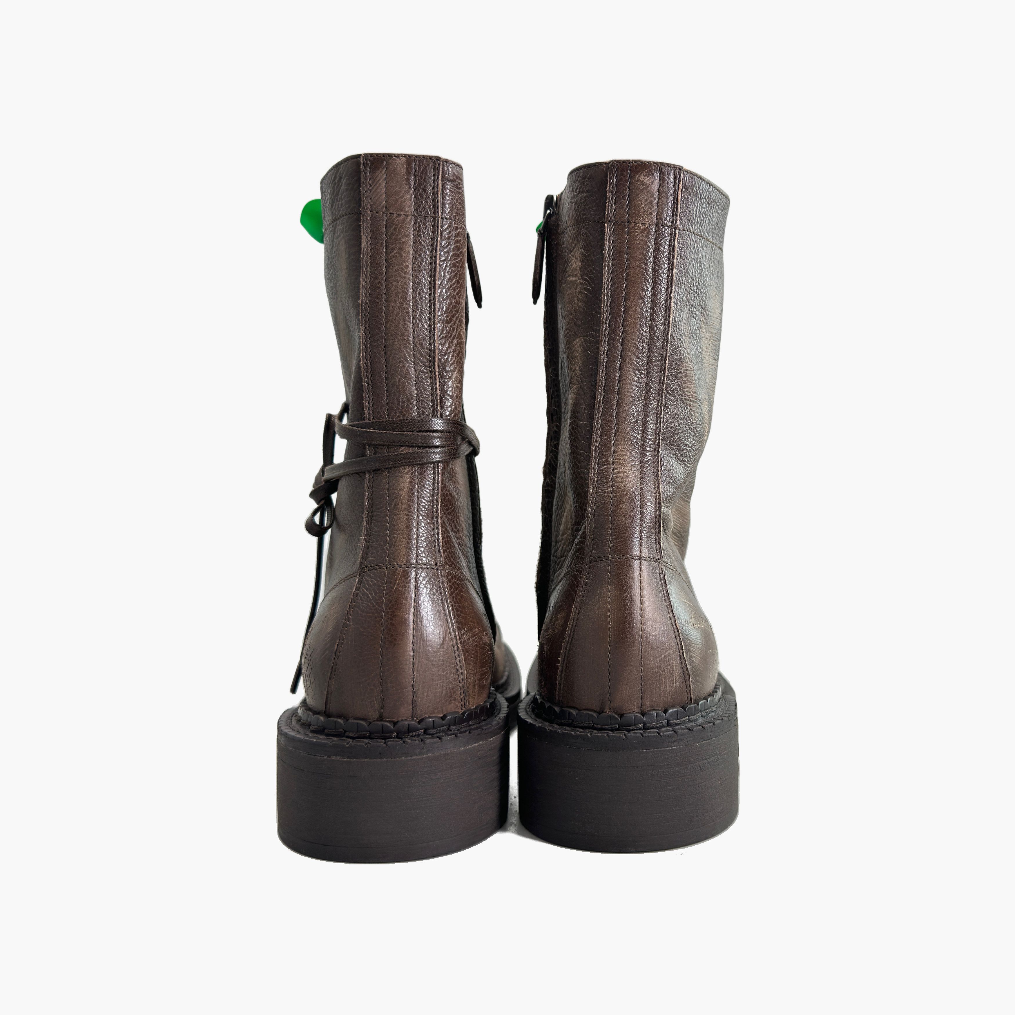 Miu Miu Miu Miu Brown Leather Lace Up Boots Size 37.5 Size US 7.5 / IT 37.5 - 6 Thumbnail