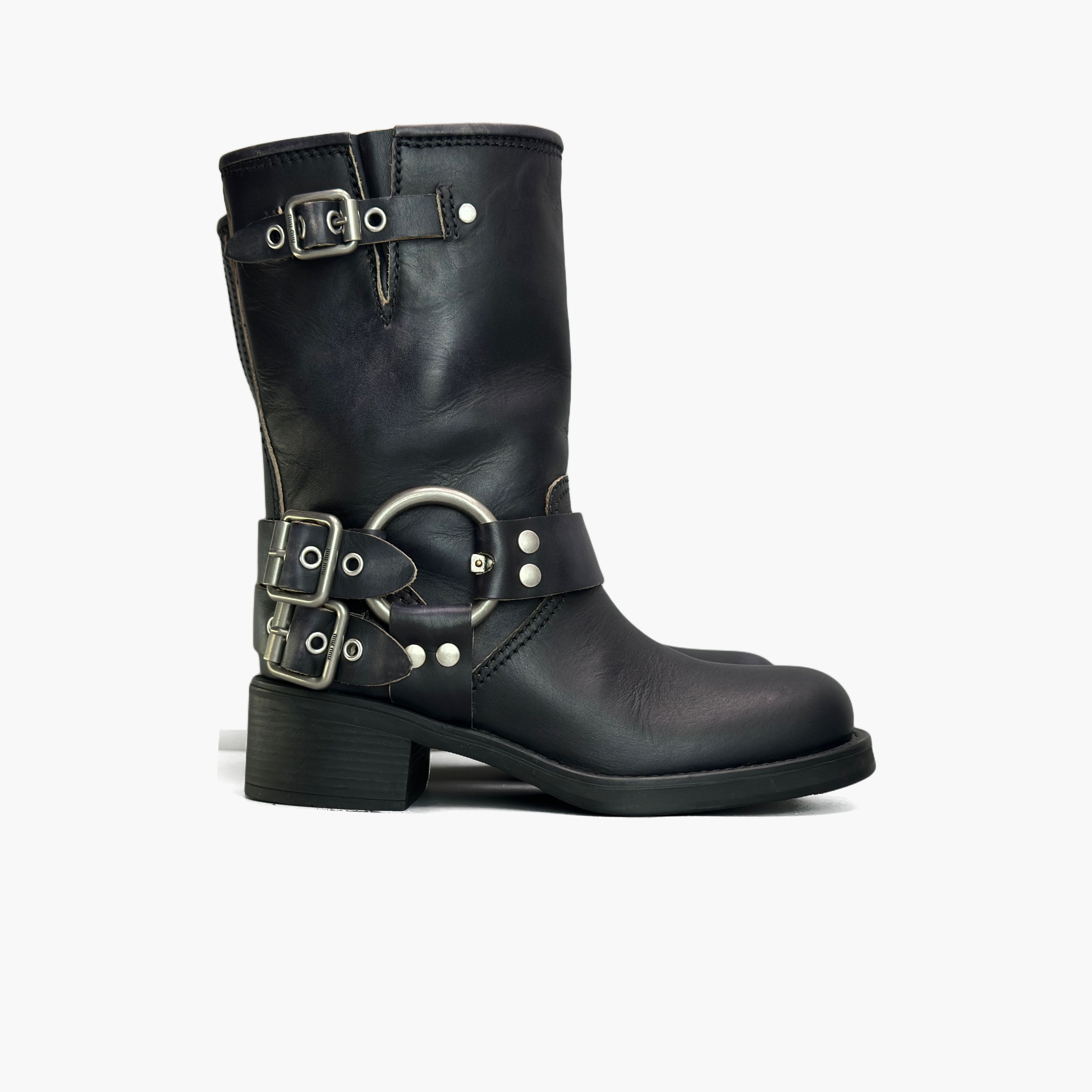 Miu Miu Miu Miu Leather Buckle Boots Size 36.5 Size US 6.5 / IT 36.5 - 4 Thumbnail