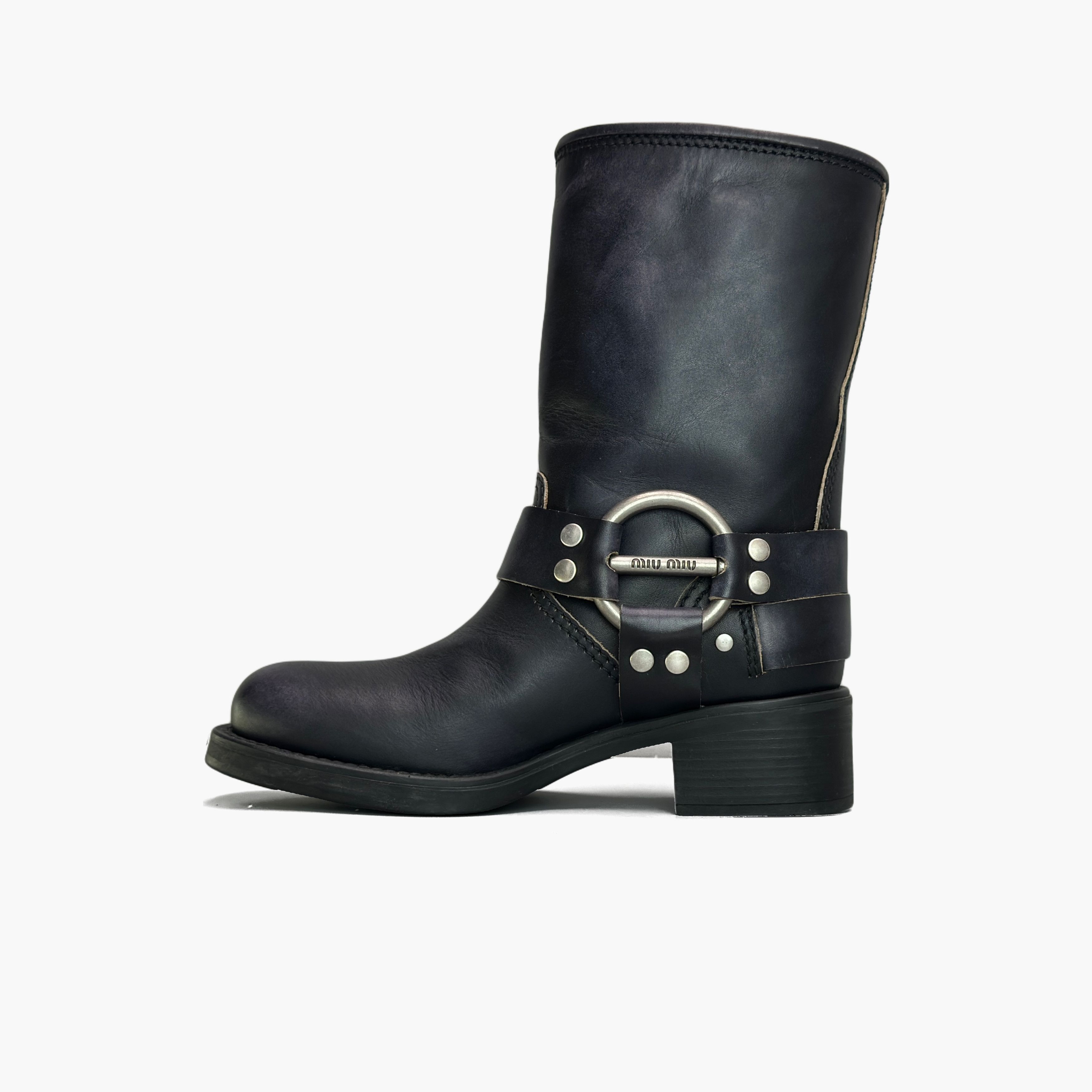 Miu Miu Miu Miu Leather Buckle Boots Size 36.5 Size US 6.5 / IT 36.5 - 3 Thumbnail