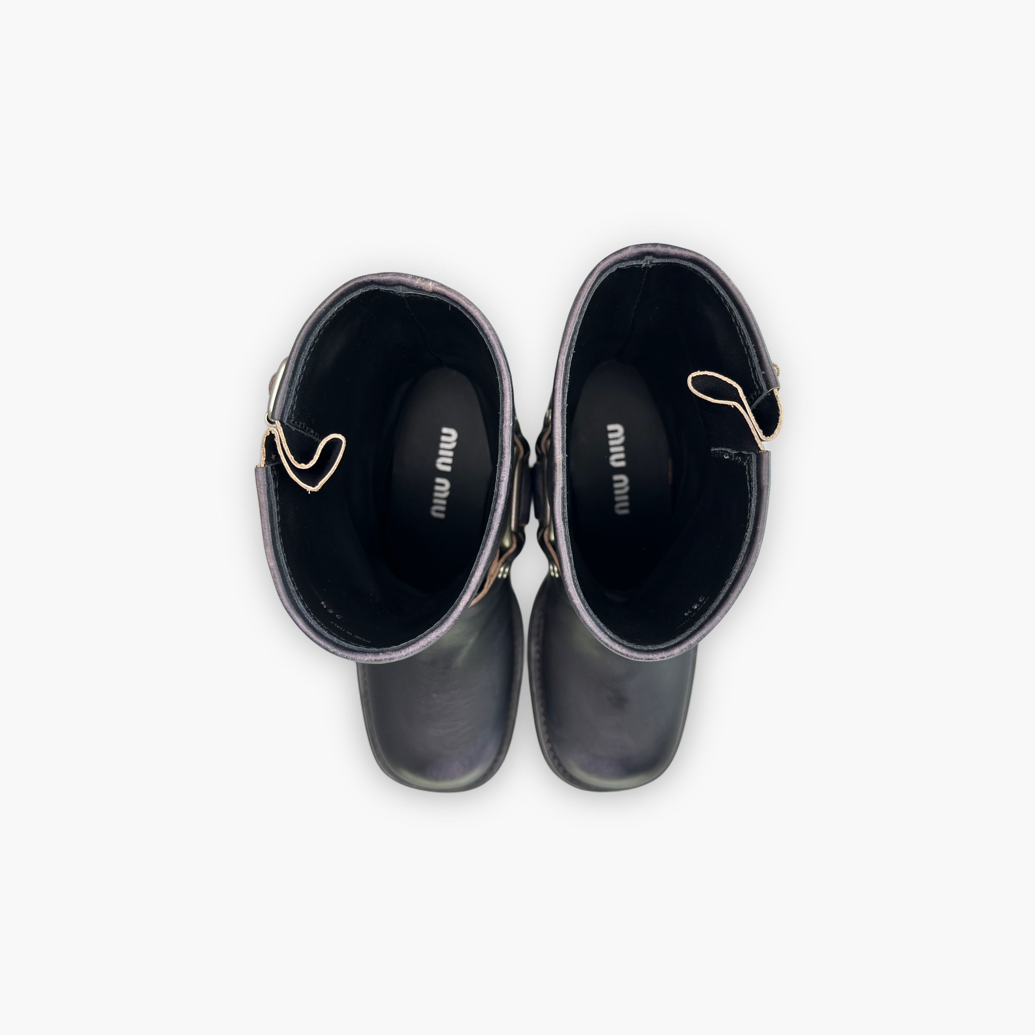 Miu Miu Miu Miu Leather Buckle Boots Size 36.5 Size US 6.5 / IT 36.5 - 9 Thumbnail