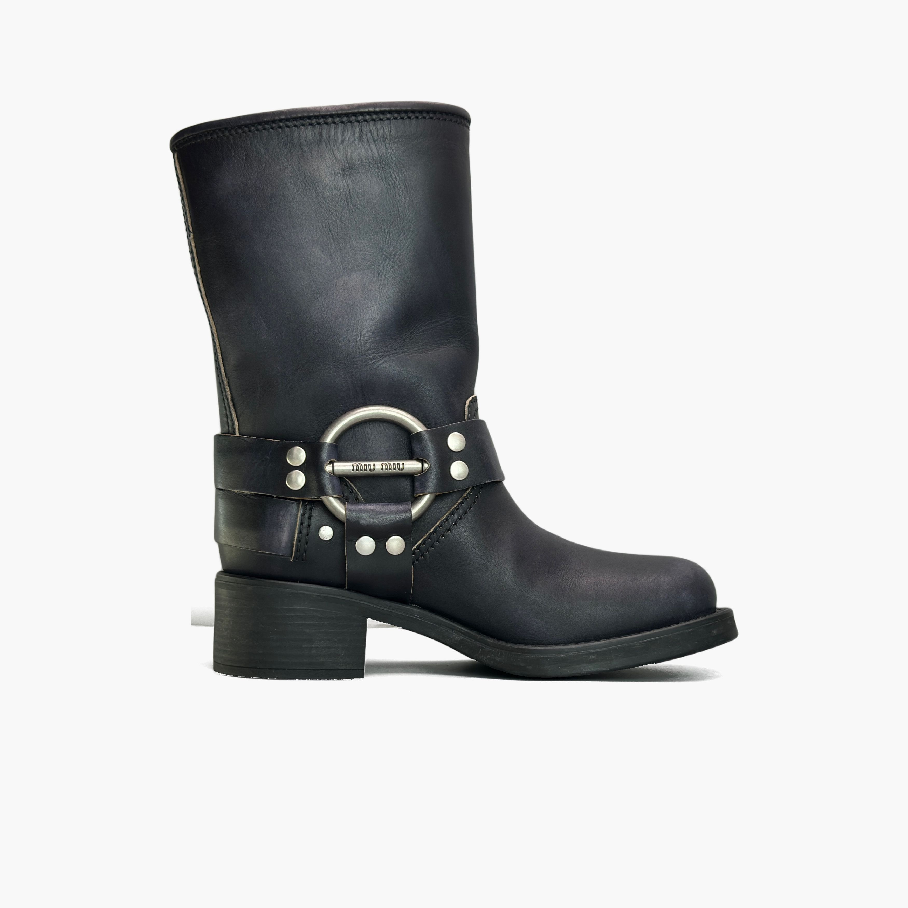 Miu Miu Miu Miu Leather Buckle Boots Size 36.5 Size US 6.5 / IT 36.5 - 2 Thumbnail