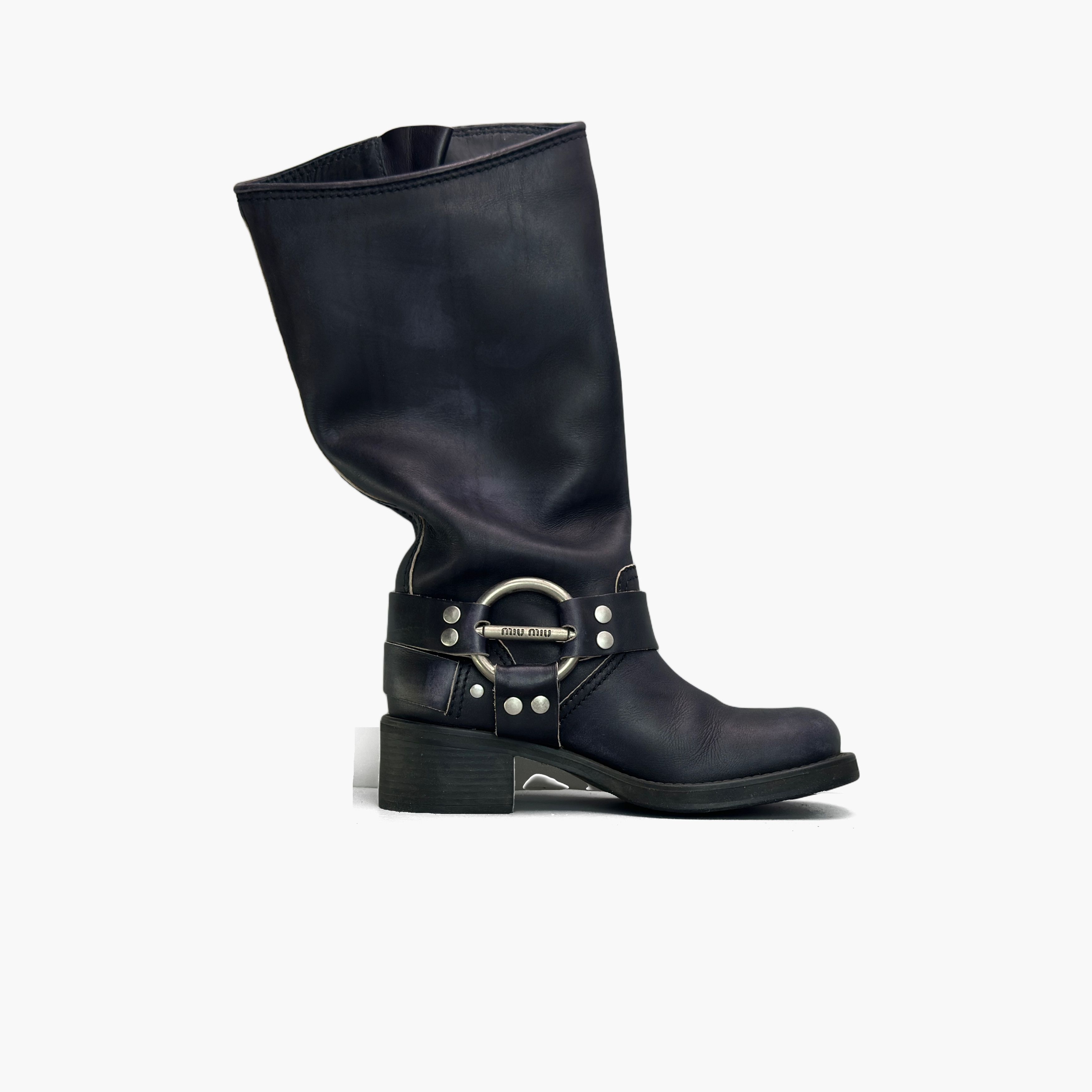 Miu Miu Miu Miu Buckle Leather Boots Size 35 Size US 5 / IT 35 - 2 Thumbnail
