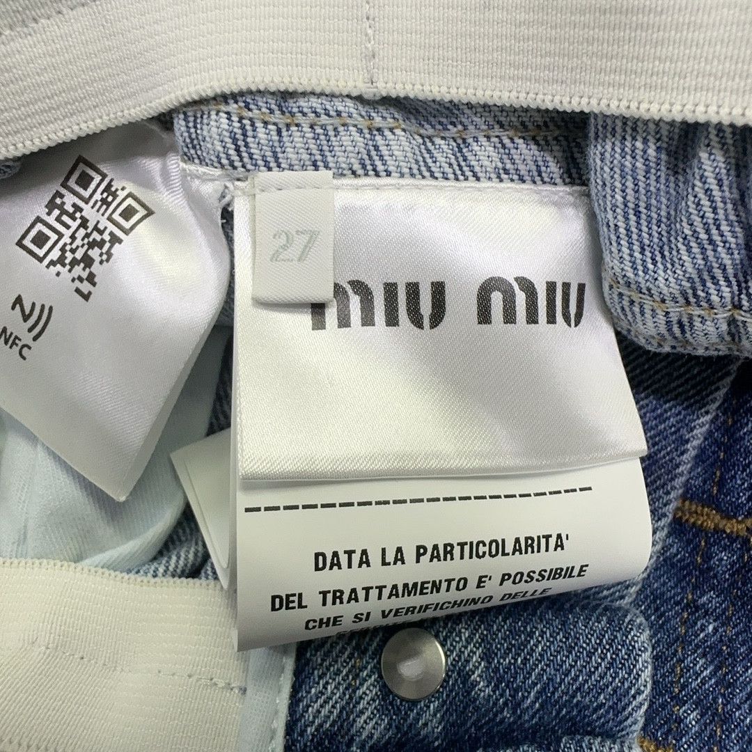 Miu Miu Miu Miu Logo Patch Denim Shorts Size 27 Size 27" / US 4 / IT 40 - 4 Thumbnail