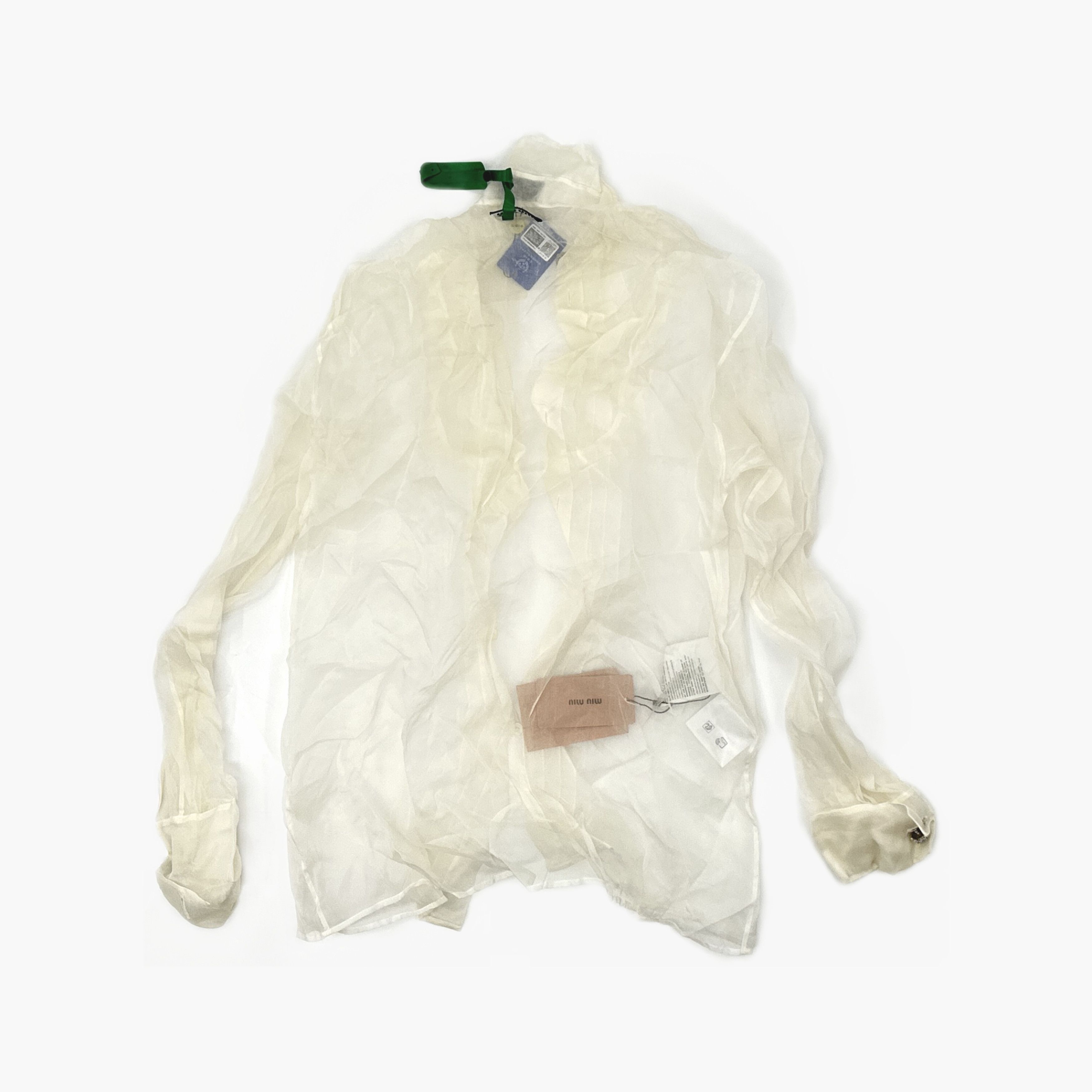 Miu Miu Miu Miu Ruffled Sheer Button Up Size 36 Size XS / US 0-2 / IT 36-38 - 2 Thumbnail