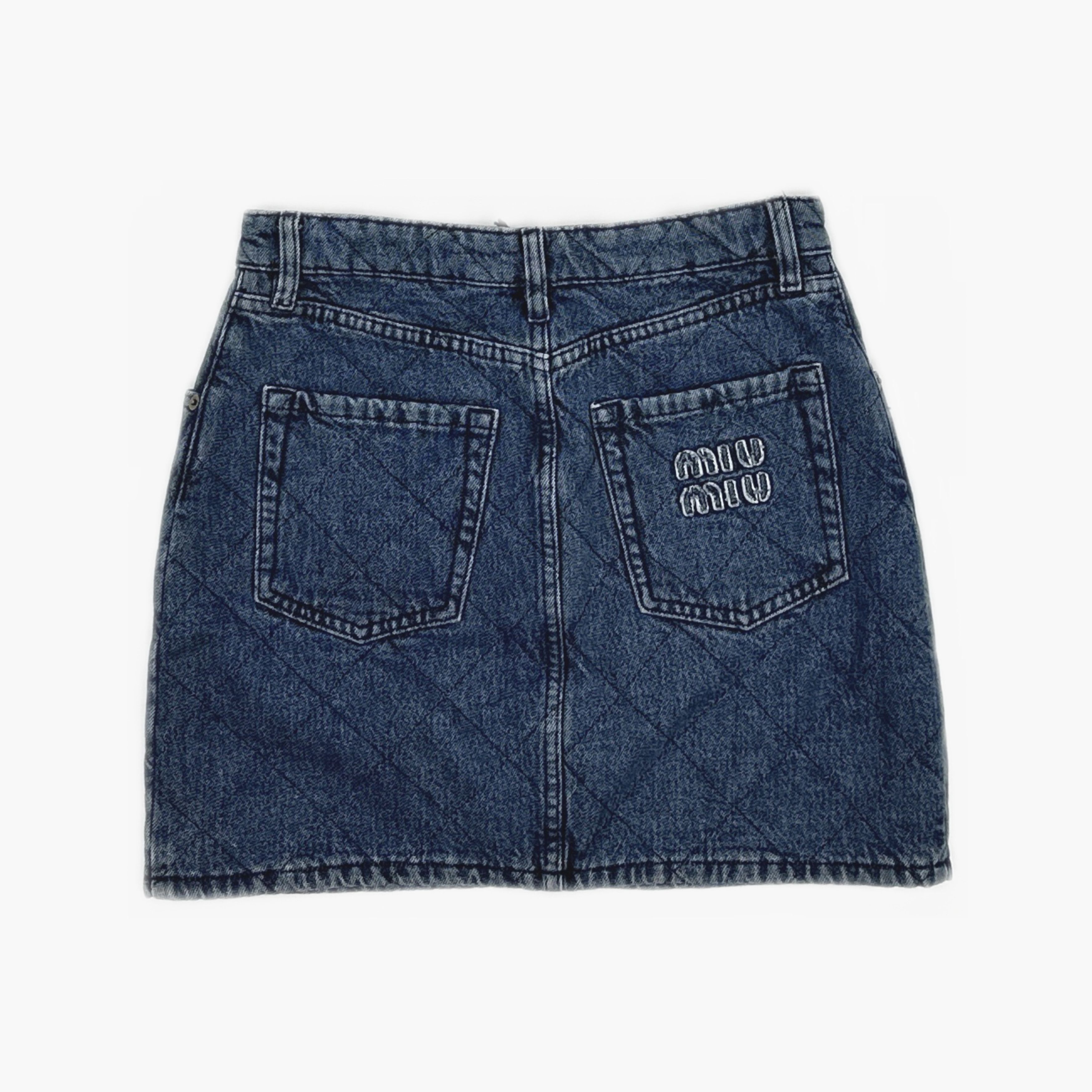 Miu Miu Miu Miu Quilted Denim Mini Skirt Size 40 Size 27" / US 4 / IT 40 - 2 Thumbnail