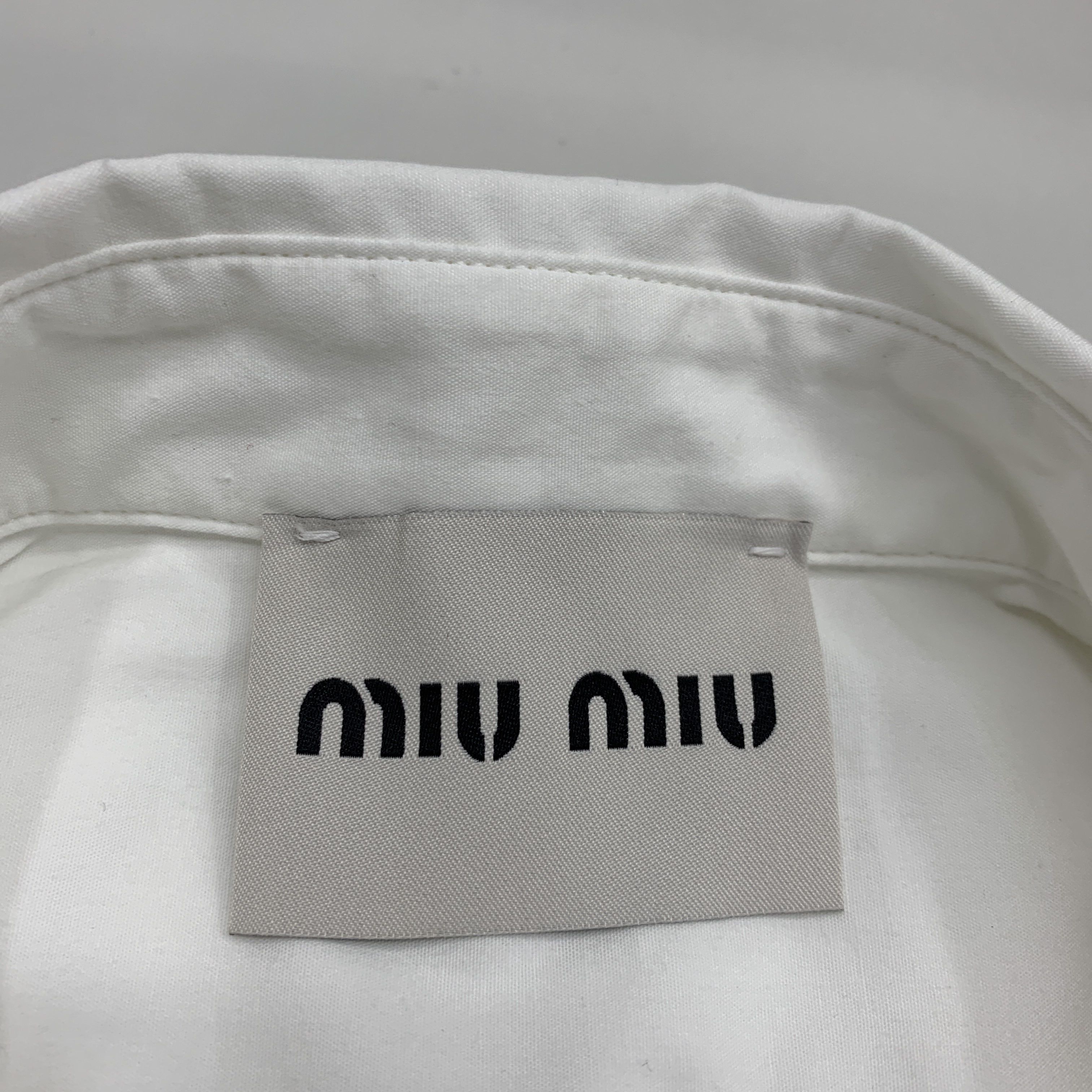 Miu Miu Miu Miu White Logo Pocket Button Up Shirt Size 38 Size XS / US 0-2 / IT 36-38 - 3 Thumbnail