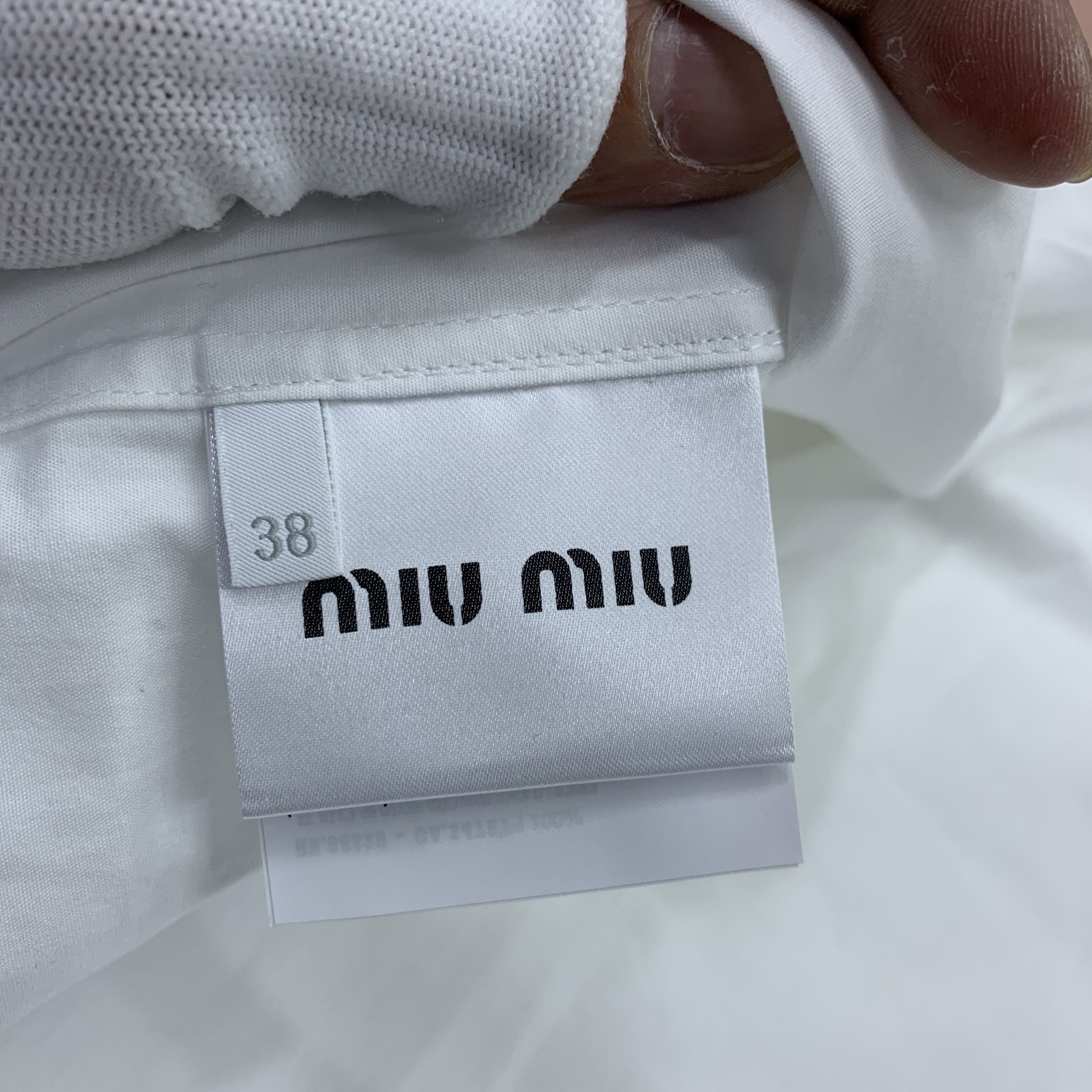 Miu Miu Miu Miu White Logo Pocket Button Up Shirt Size 38 Size XS / US 0-2 / IT 36-38 - 5 Thumbnail